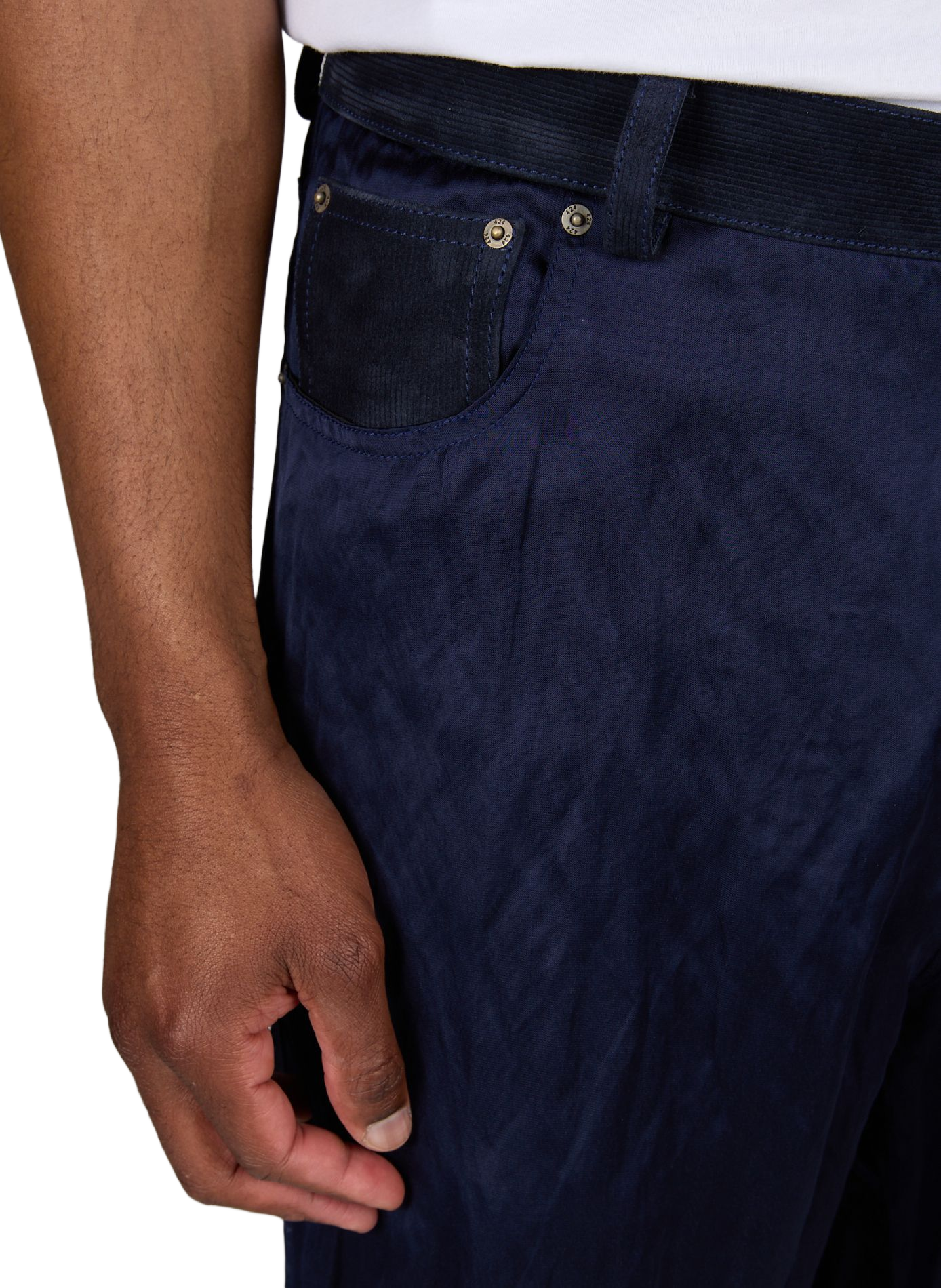 Weit geschnittene Satin-Knitterhose 424 Blau