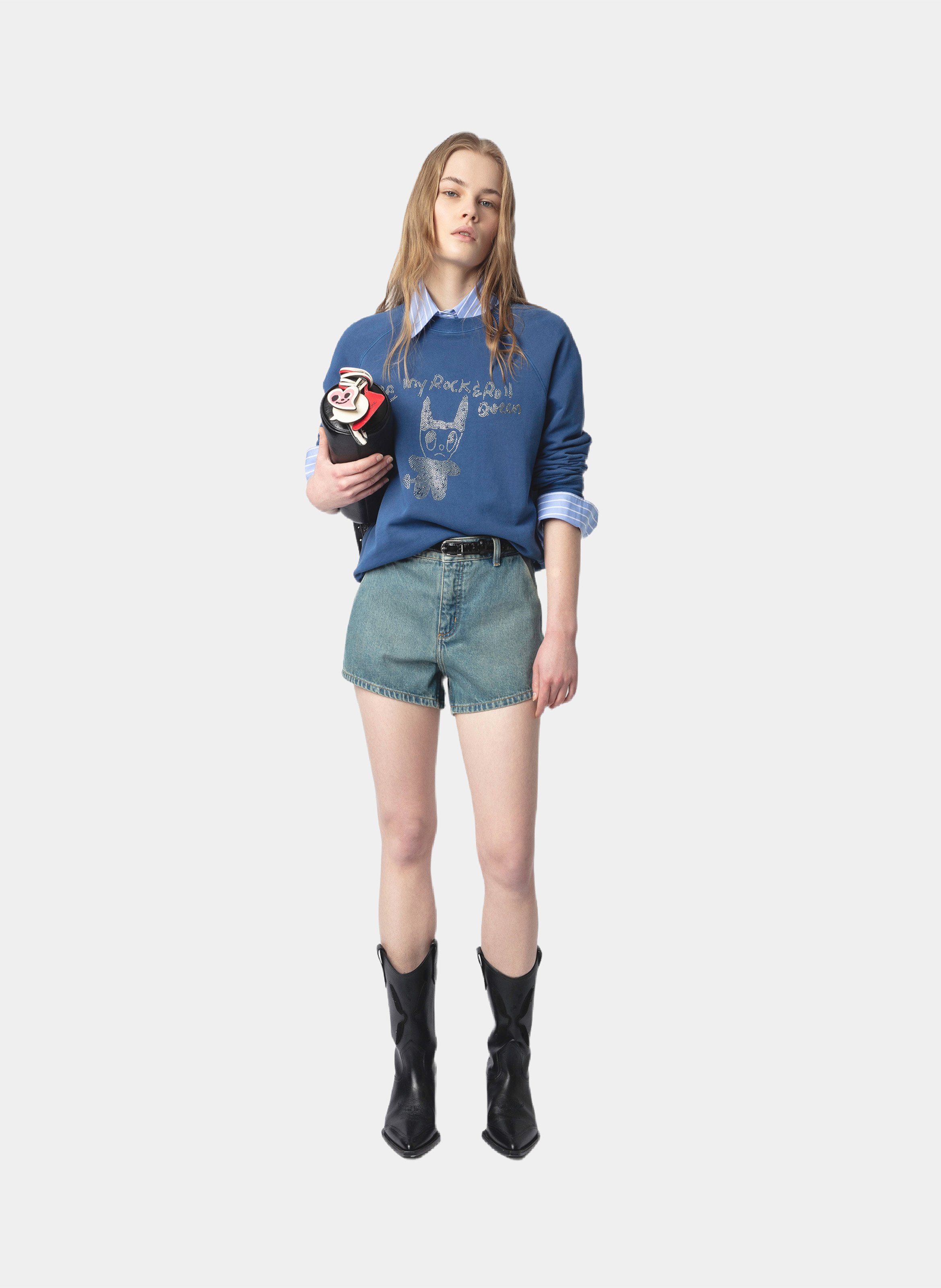 Sweat imprimé en coton upper ZADIG&VOLTAIRE Bleu