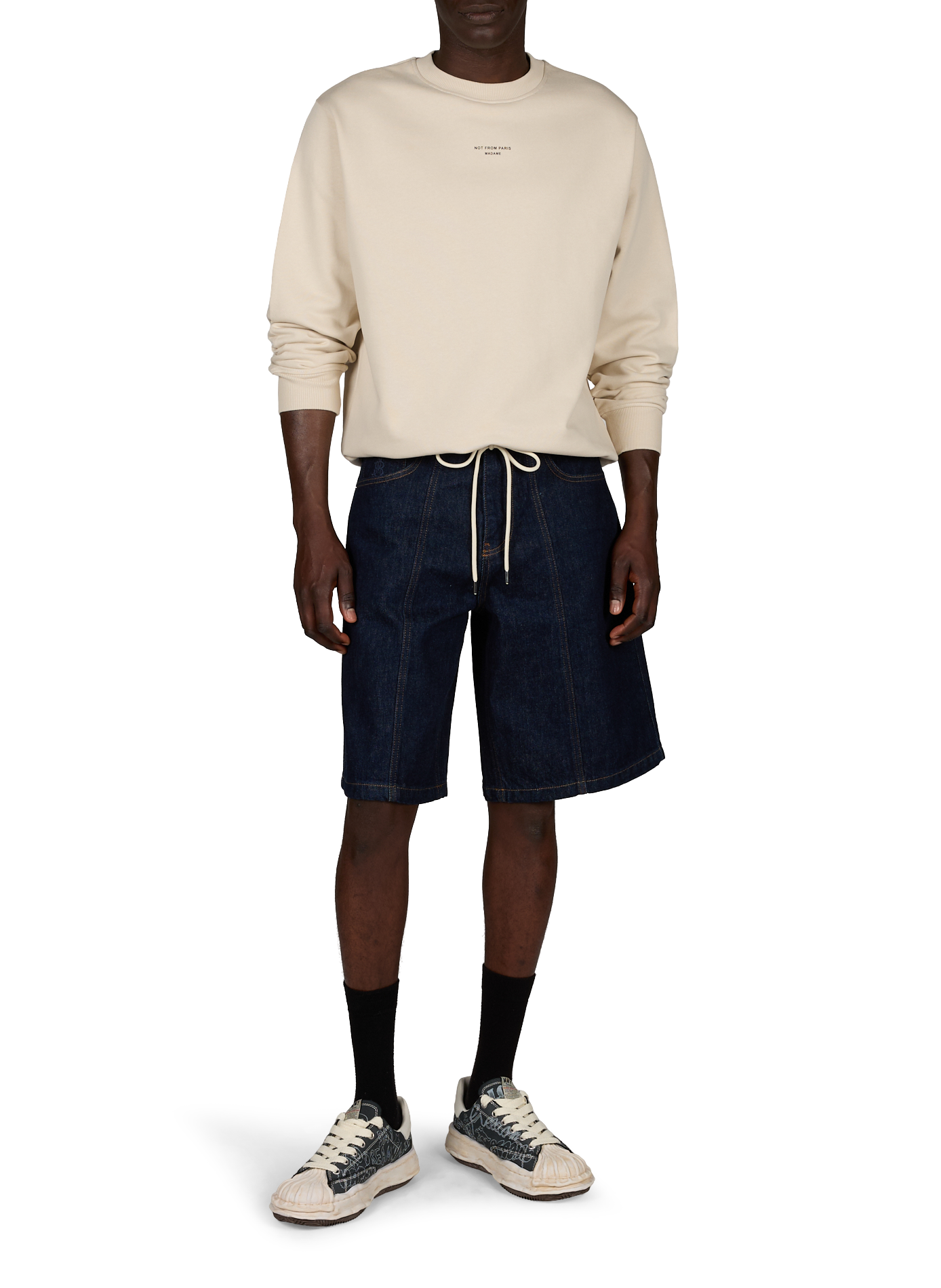 Round neck cotton sweatshirt DROLE DE MONSIEUR Beige