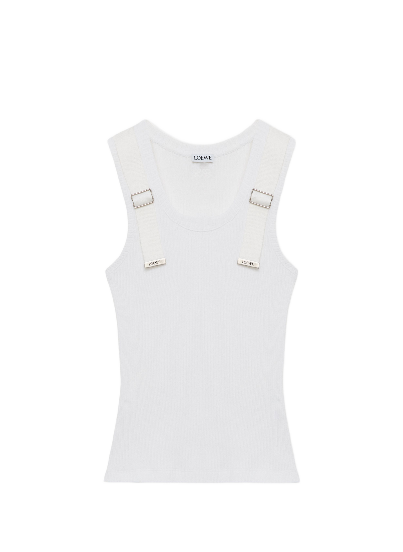 Cotton stretch tank top with straps LOEWE White