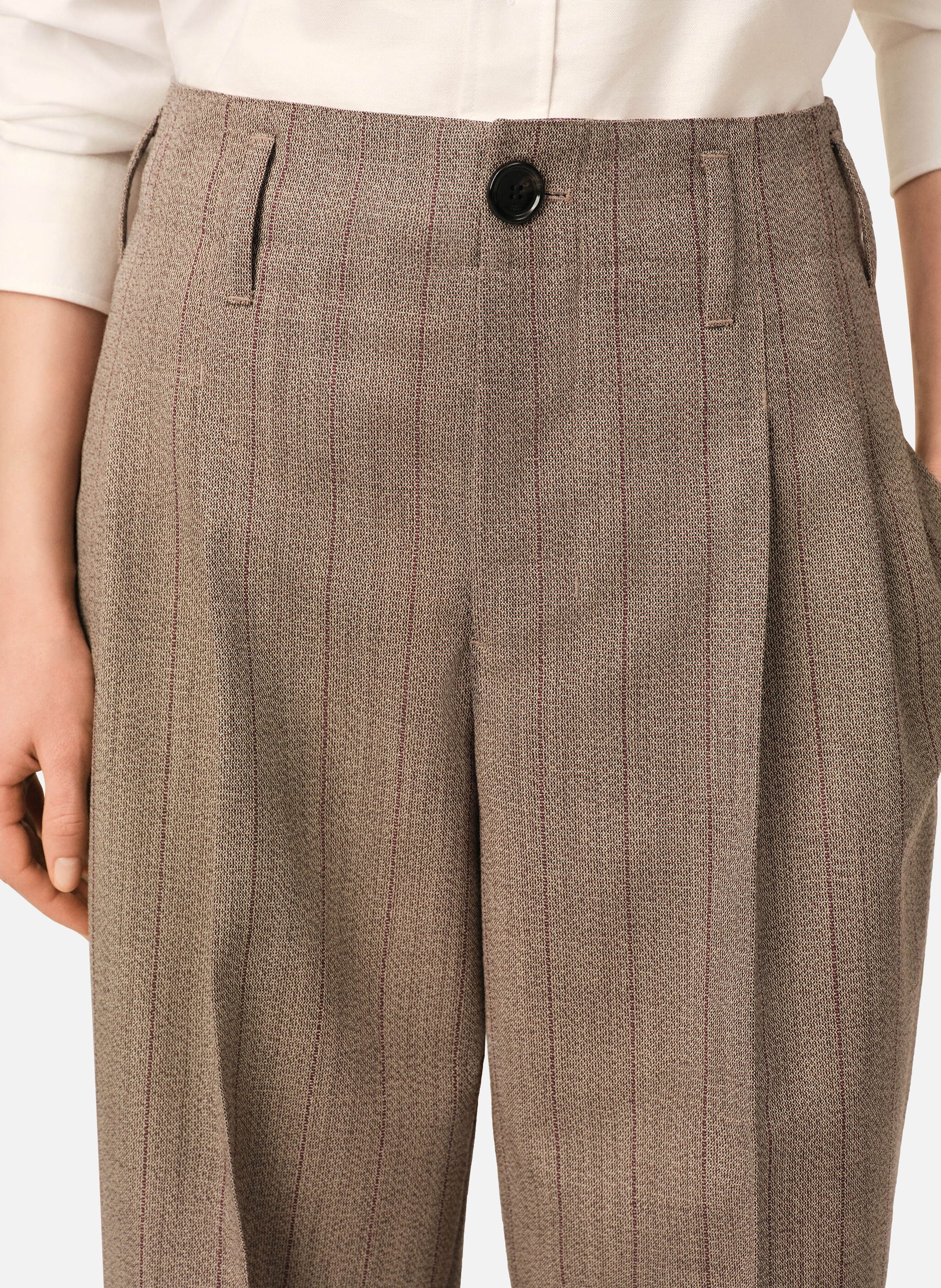 Pantalon rayé deux plis en laine | Marron AMI PARIS Femme