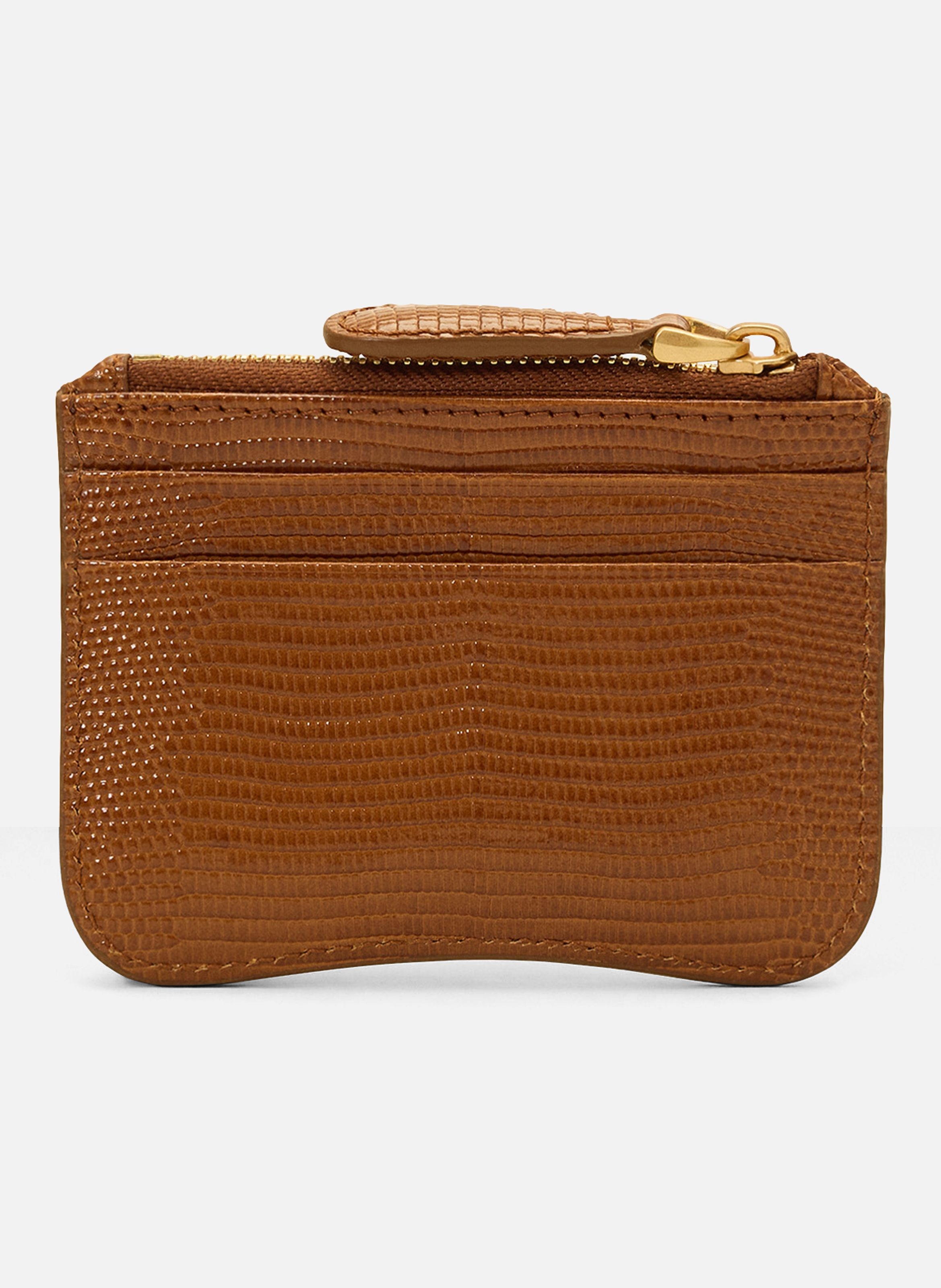 Porte-cartes paris paris zippé unisexe en cuir embossé lézard AMI PARIS Marron