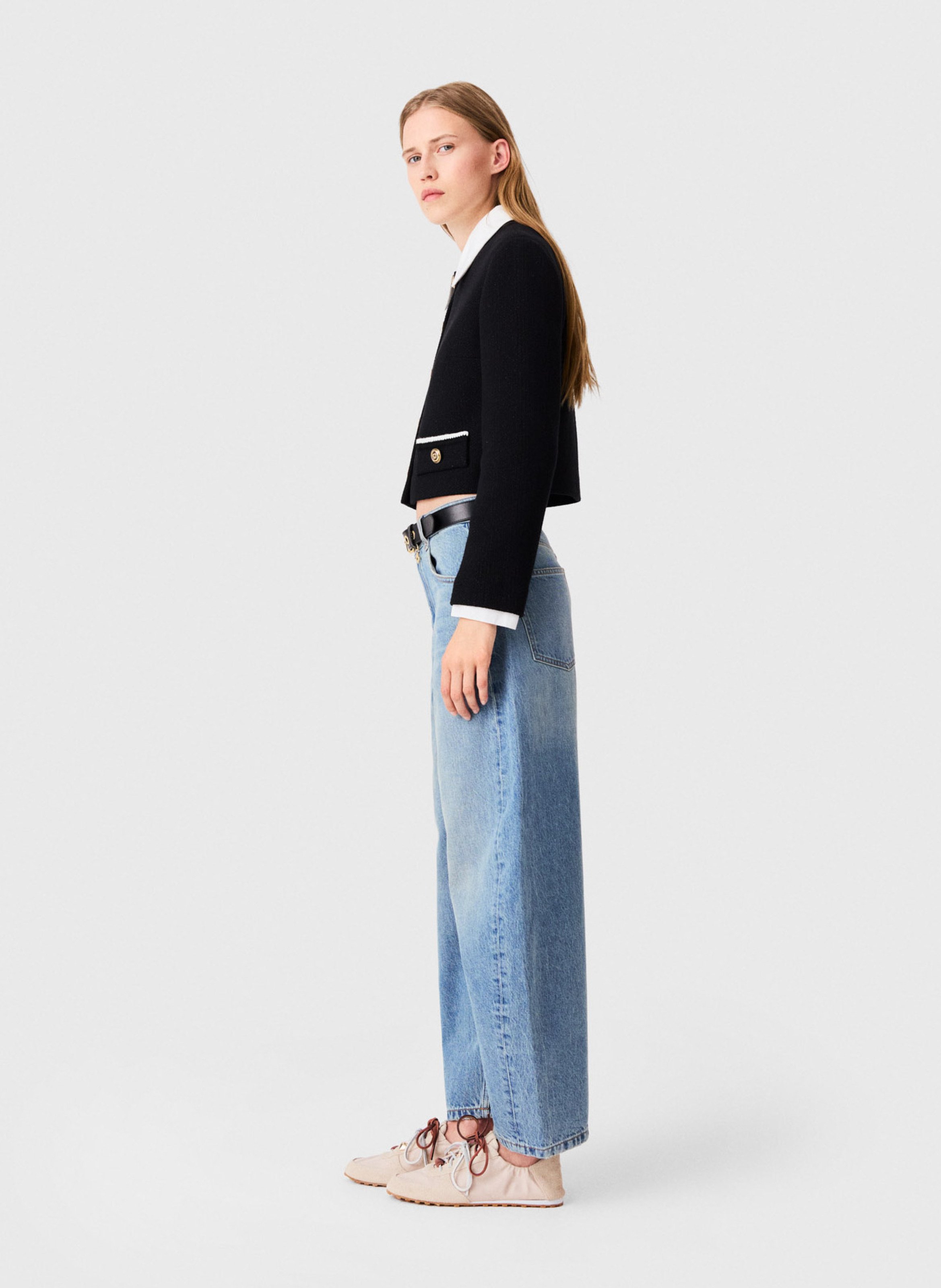 Veste courte ajustée en coton mélangé MAJE Noir