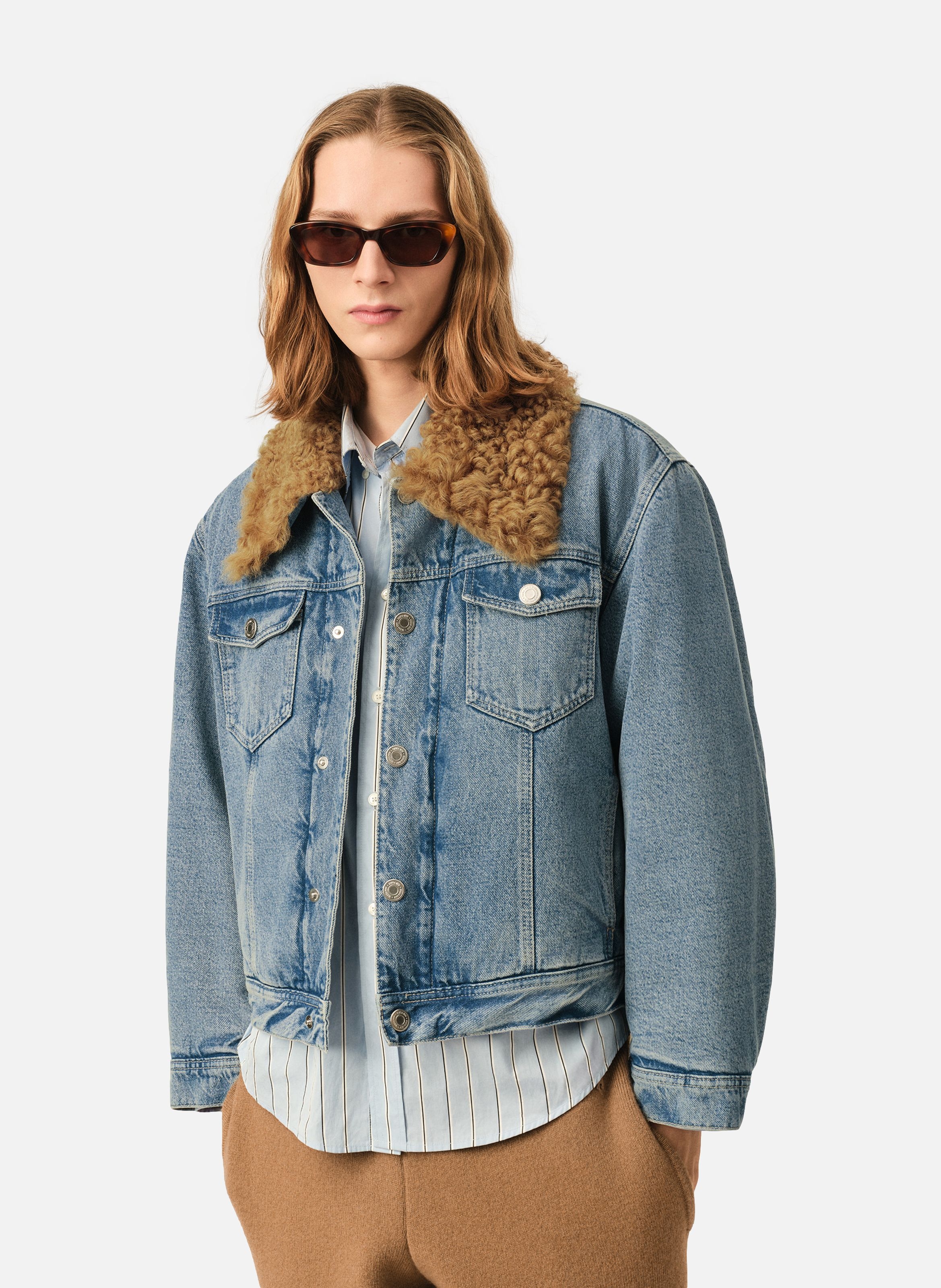 Veste trucker rembourrée unisexe en coton AMI PARIS Bleu