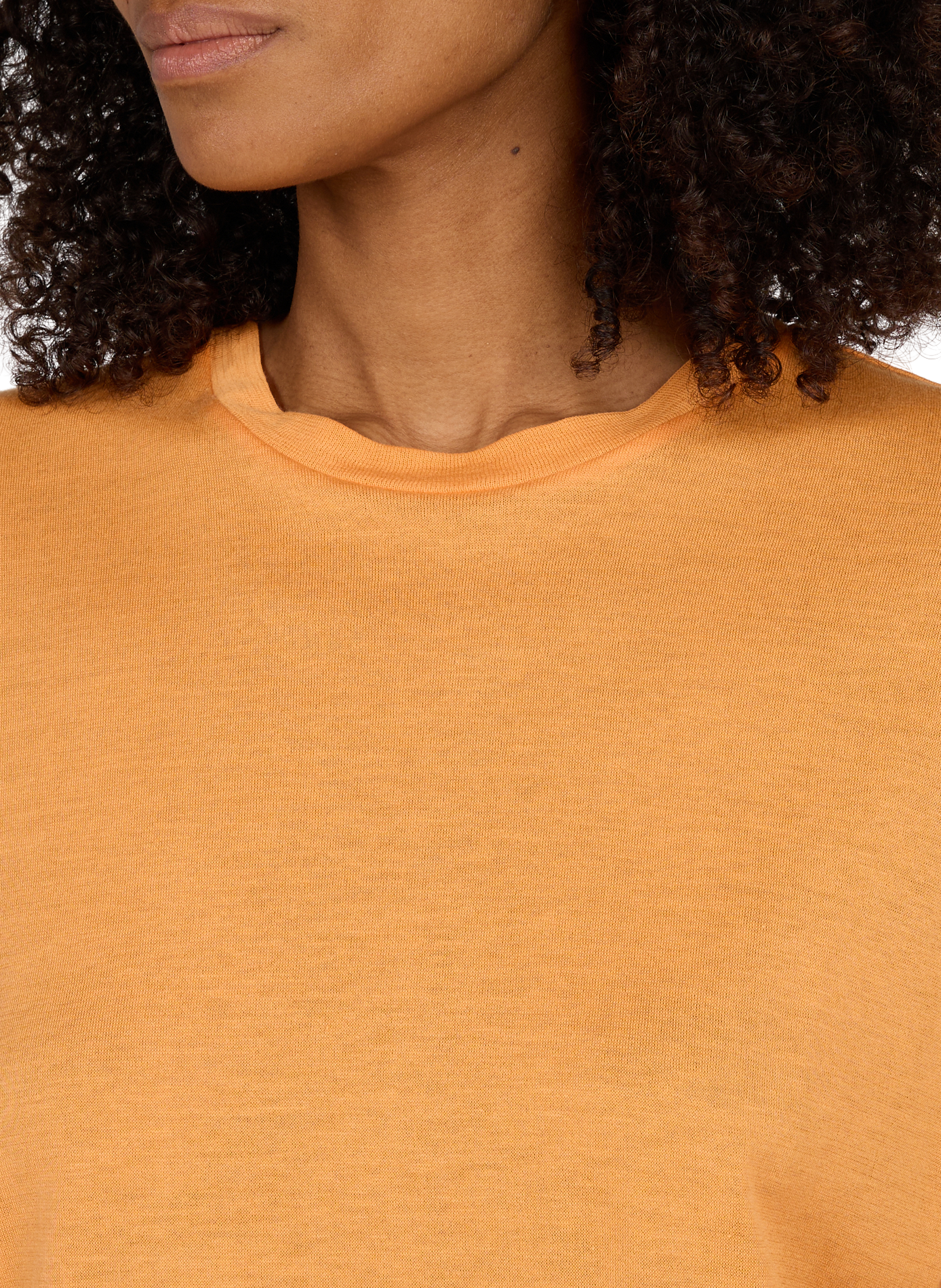 Plain round neck cotton T-shirt TIBI Orange