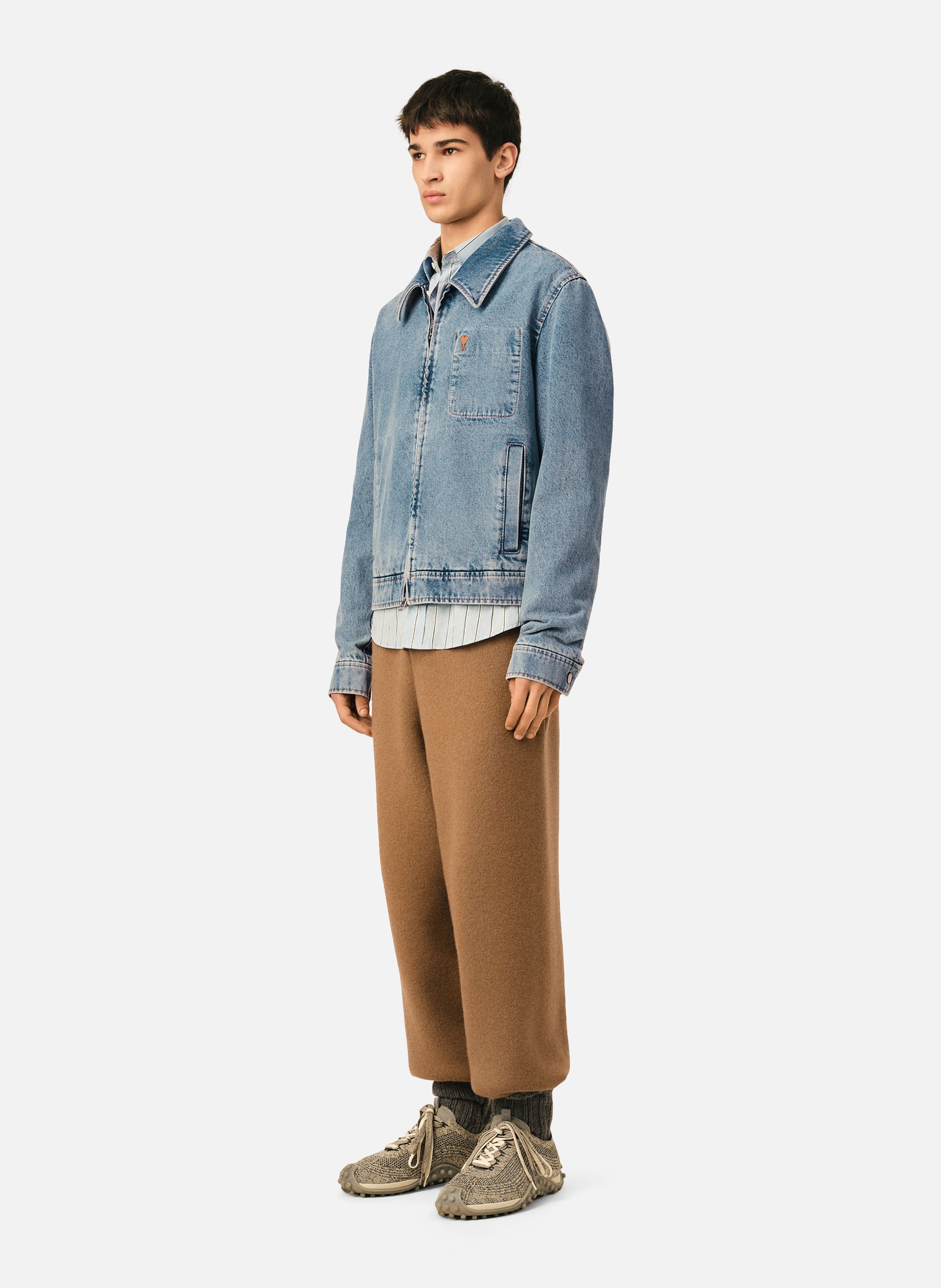 Blouson zippé ami de coeur en coton AMI PARIS Bleu