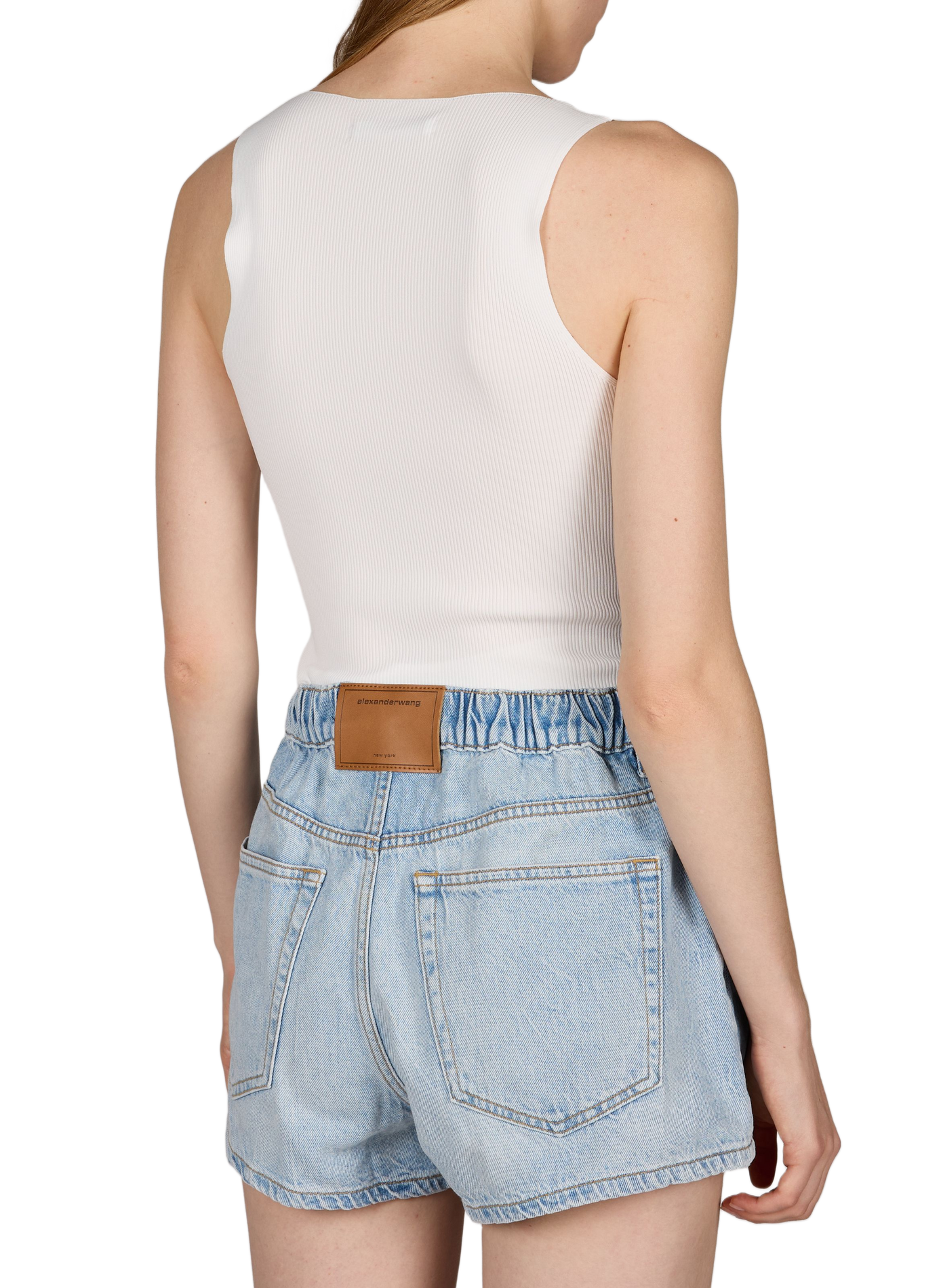 Short metallic-link cotton marathon shorts ALEXANDER WANG Blue