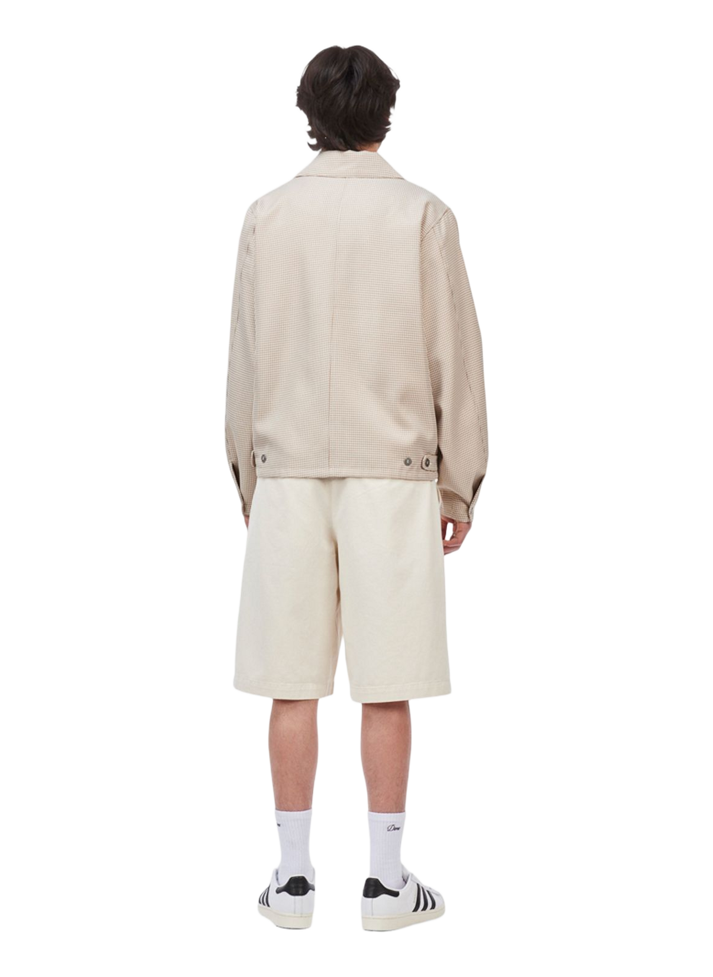 Oversized high-neck cotton denim jacket DIME Beige
