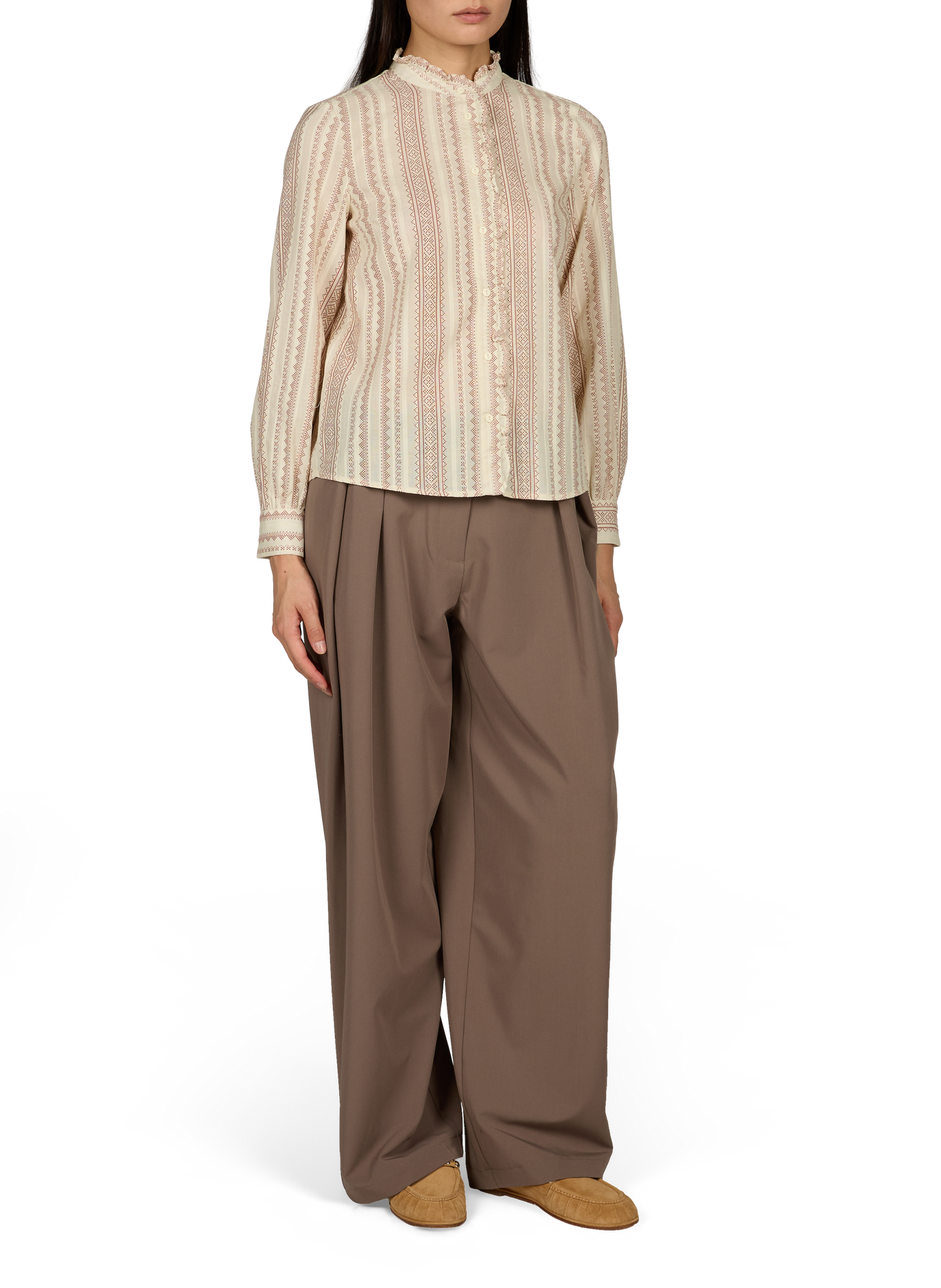 Printed cotton shirt VILA Beige