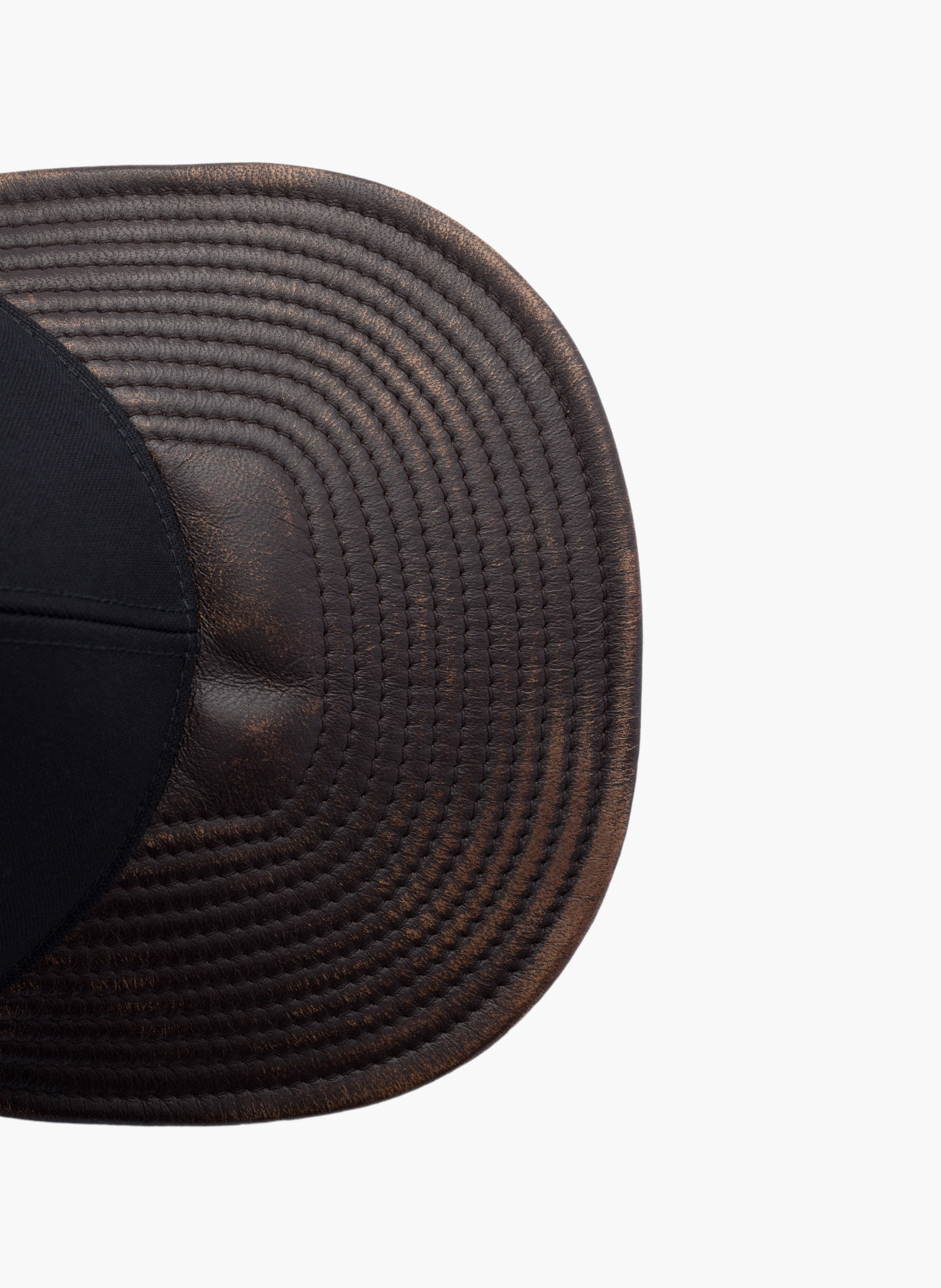 Casquette de baseball en coton technique et cuir PRADA Noir