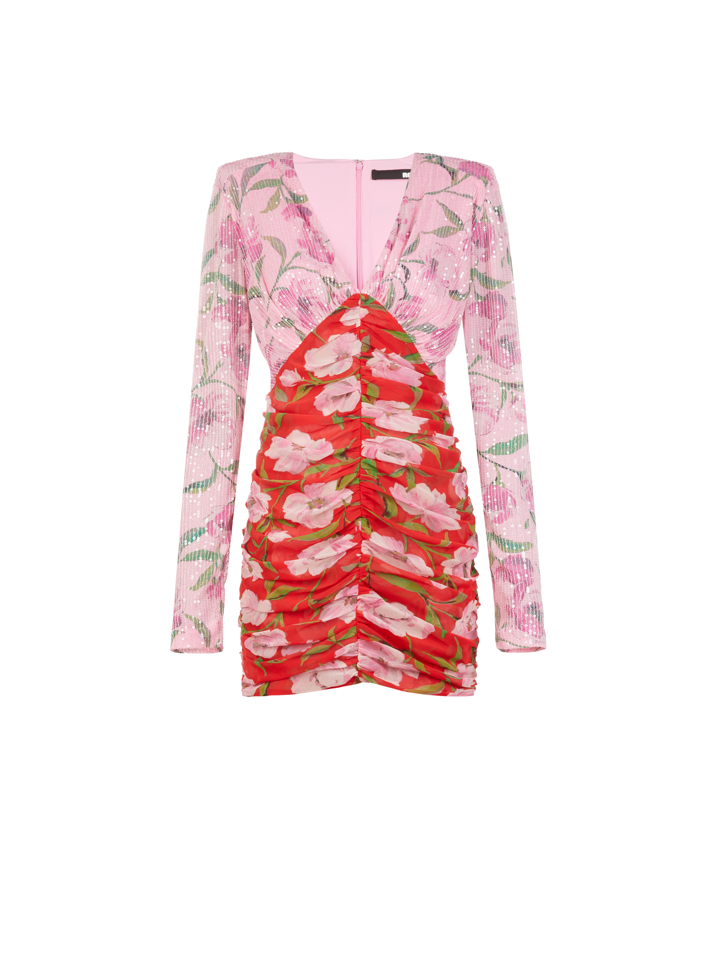 Robe courte froncée ROTATE Multicolore