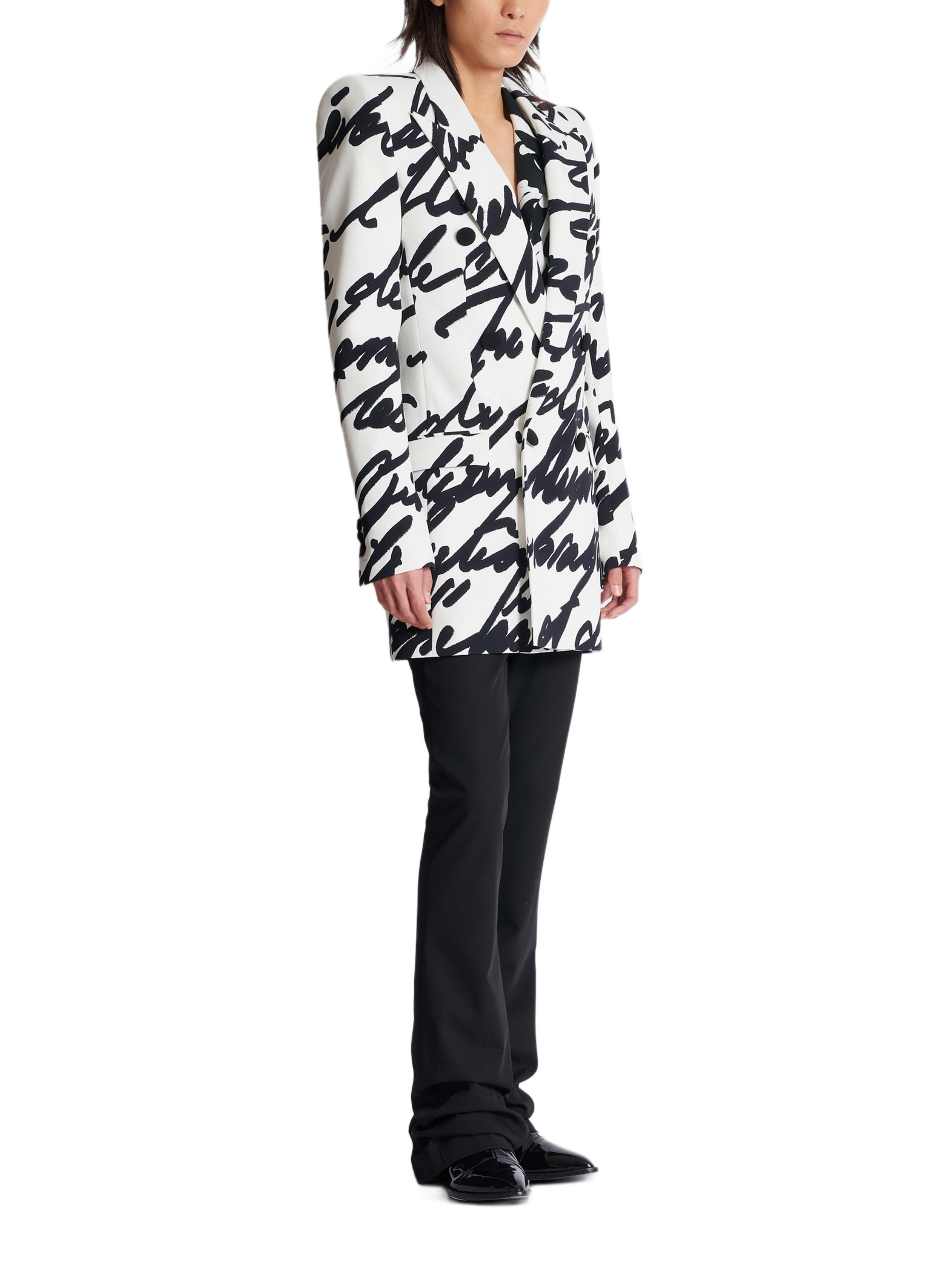 Veste en crêpe imprimé « lettre d'amour » BALMAIN Blanc