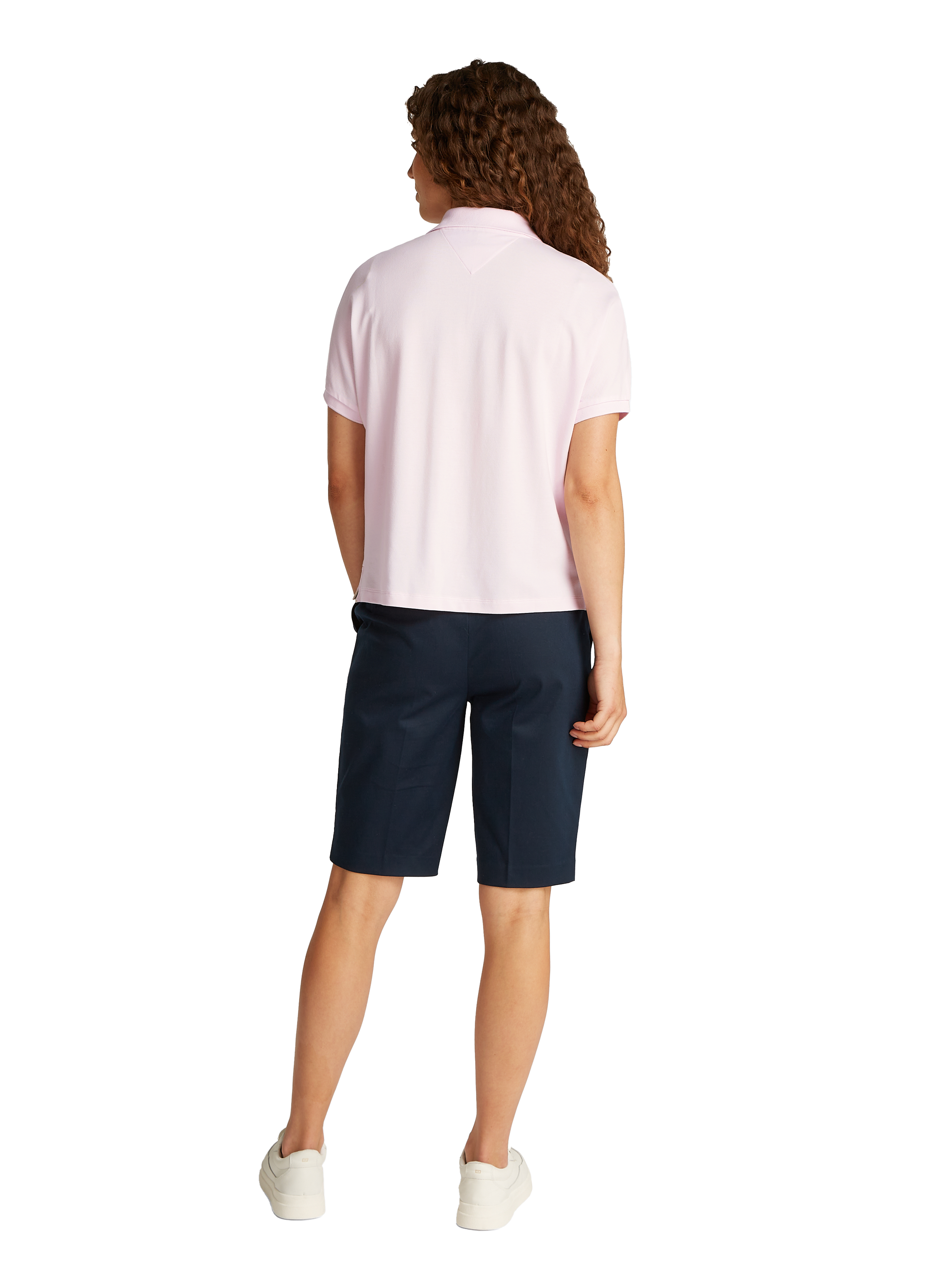 Polo col v à rayures TOMMY HILFIGER Rose