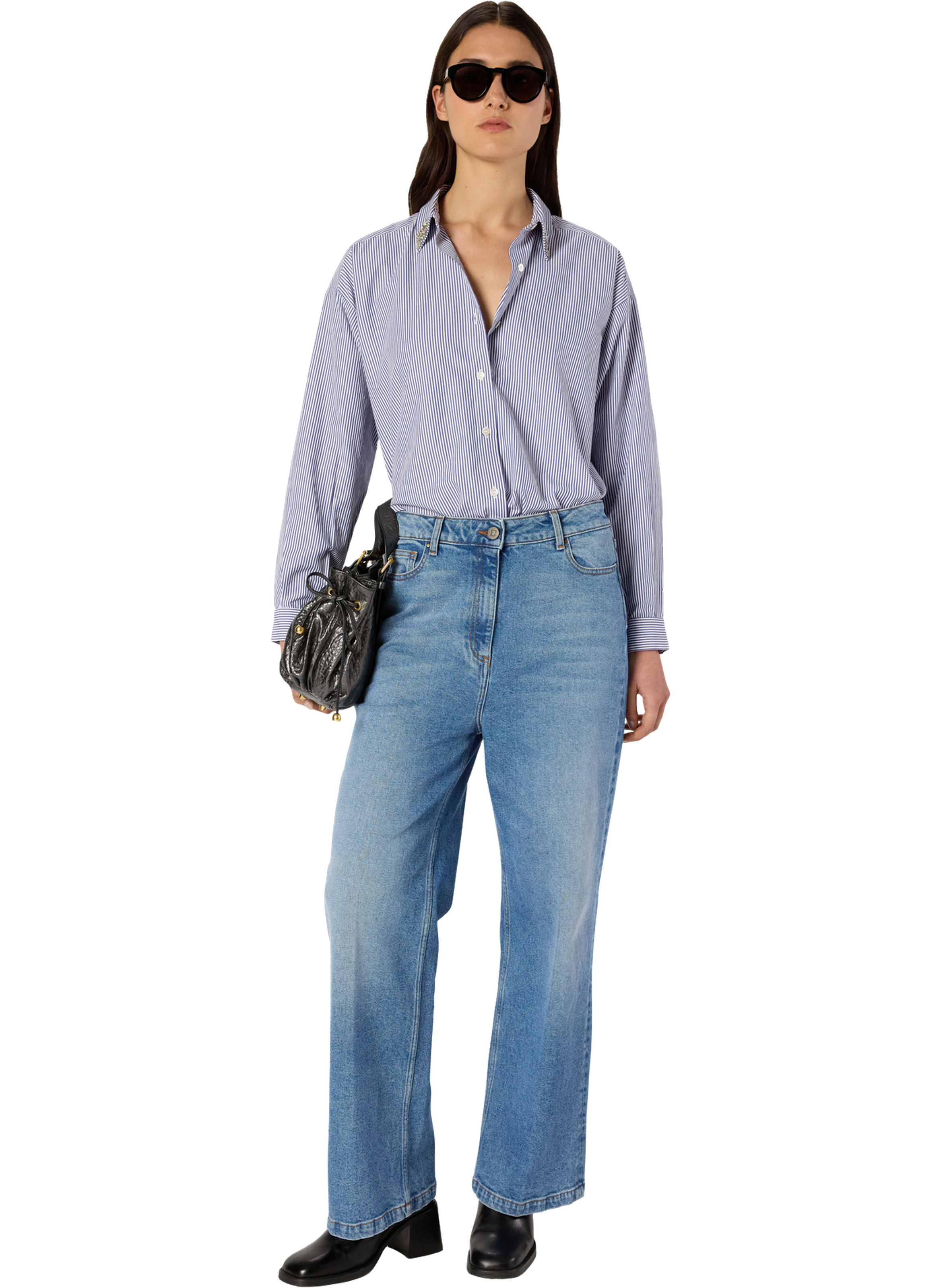 Chemise rayée au col en strass - ana GERARD DAREL Bleu