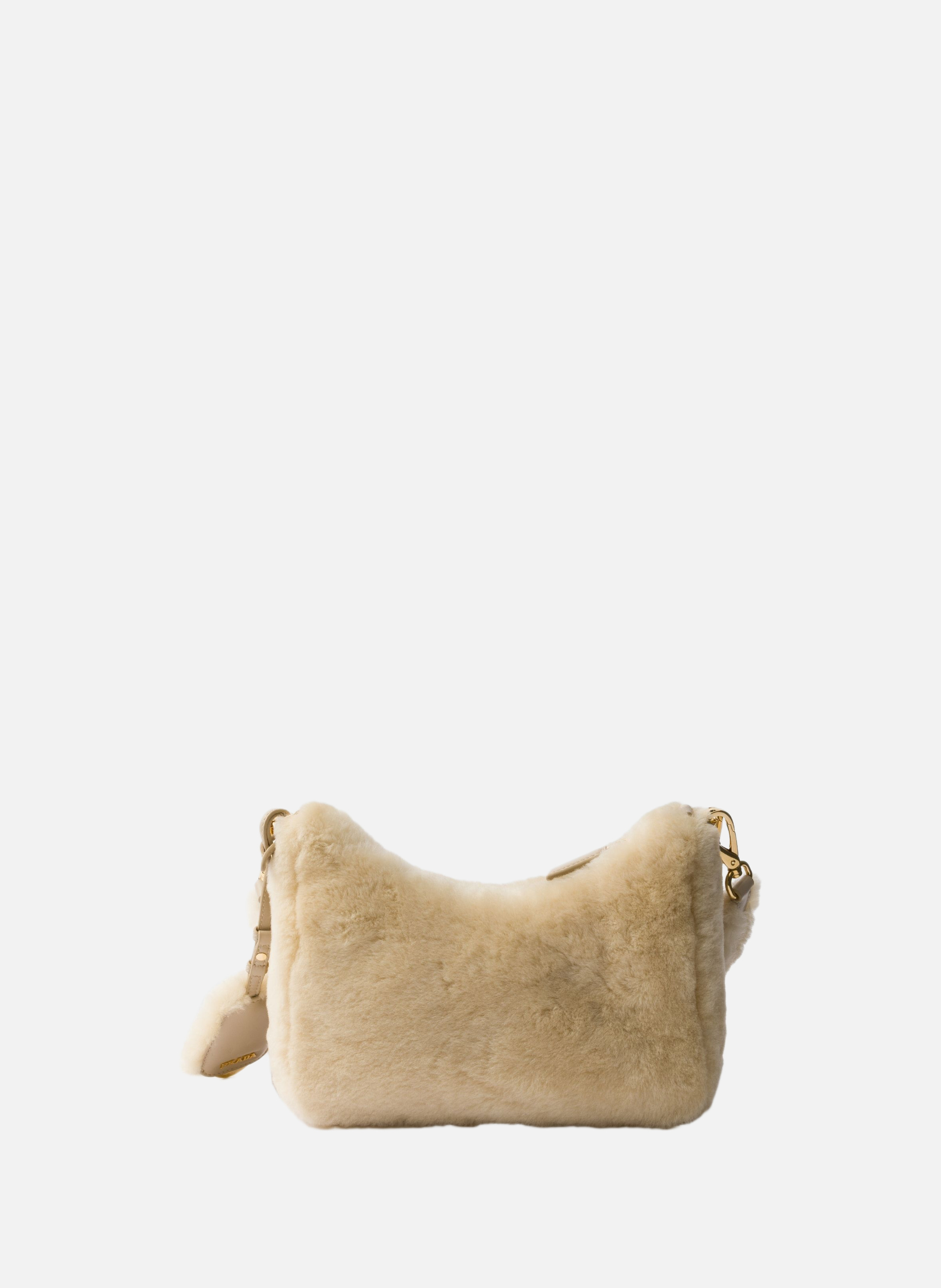 Mini sac en peau de mouton PRADA Beige