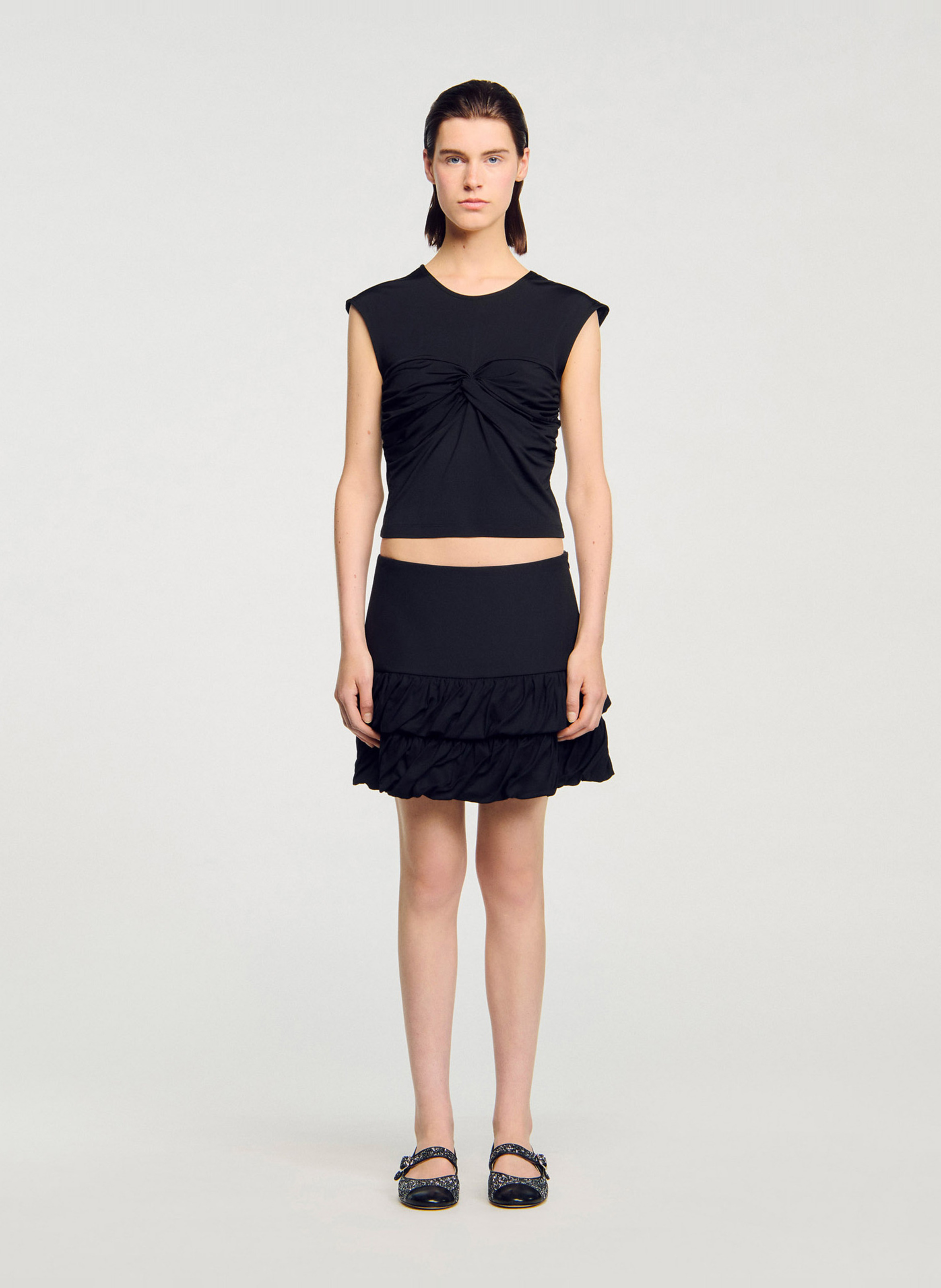 Tee-shirt ajusté drapé SANDRO Noir