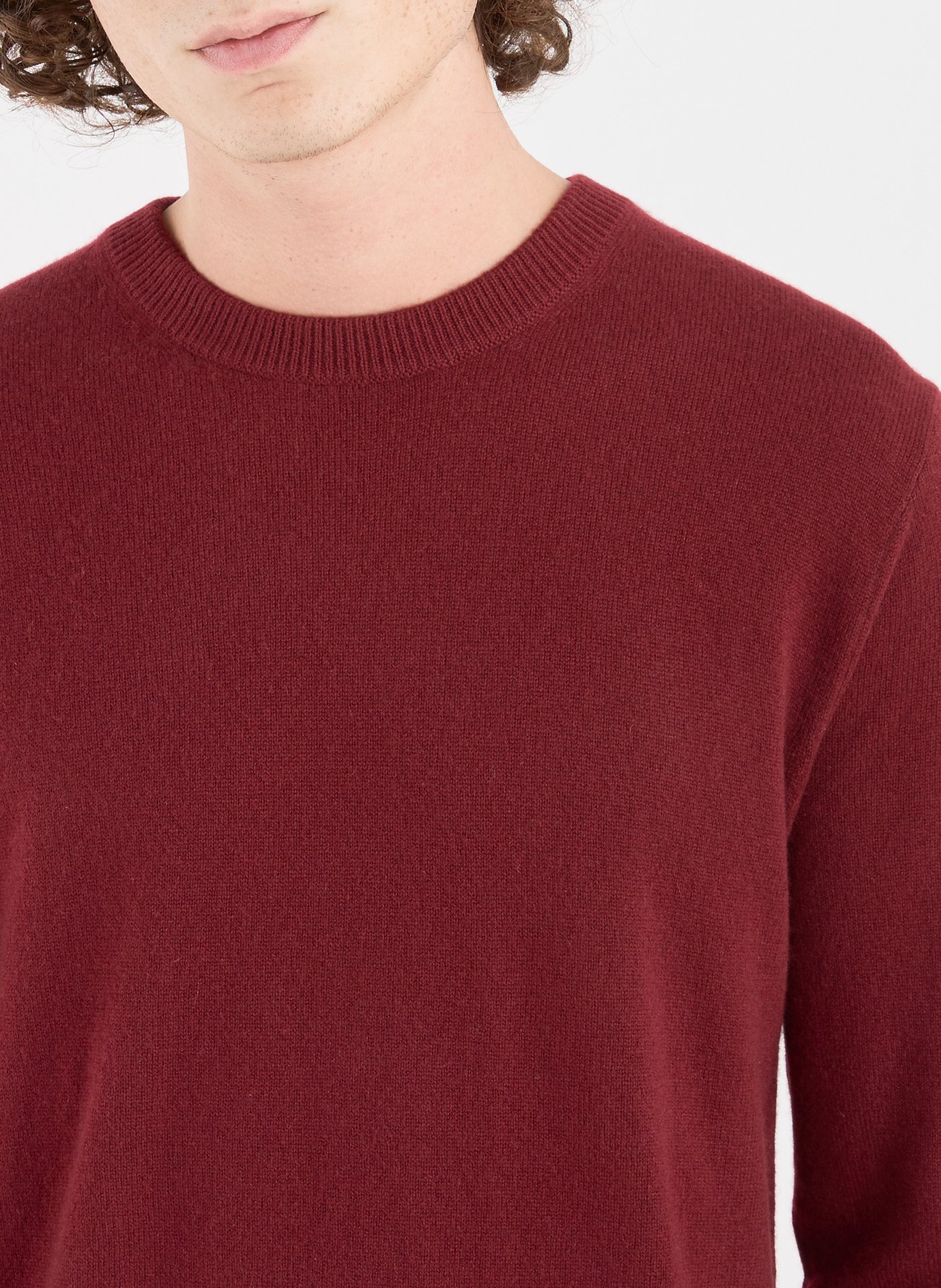 Pull col rond en cachemire Rouge