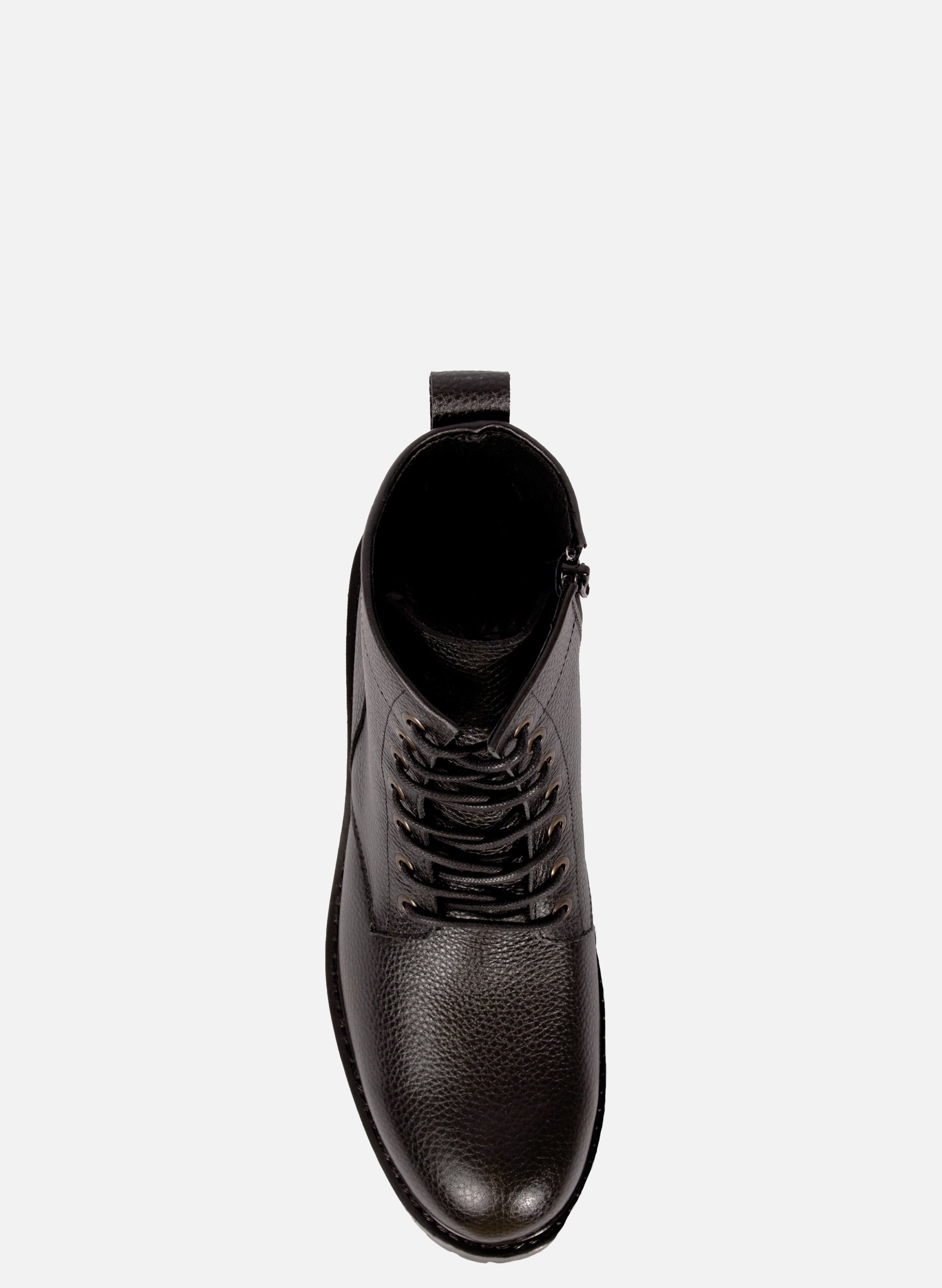 Ranger boots crantées cuir grainé JULES & JENN Noir