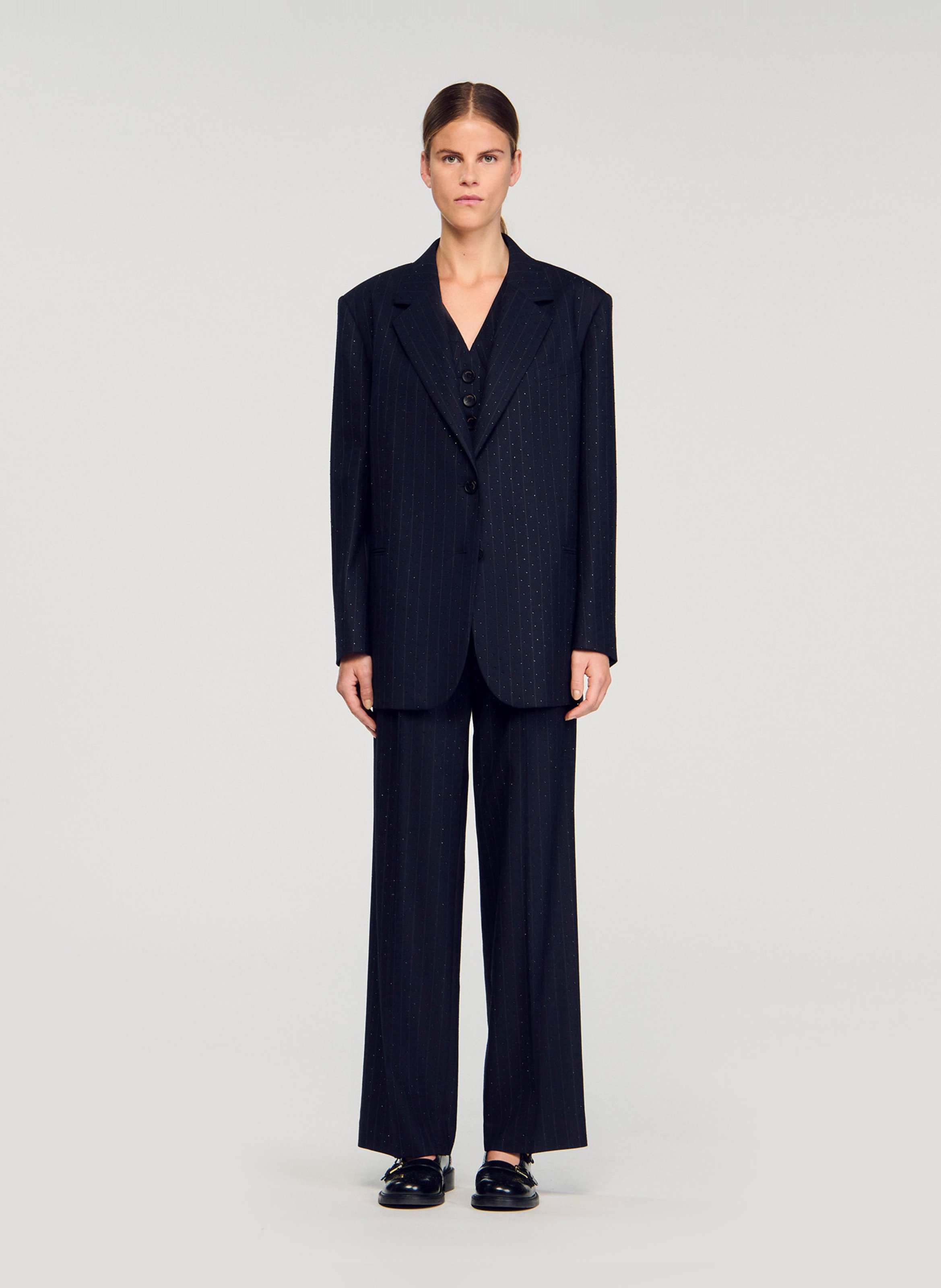 Veste col tailleur SANDRO Bleu