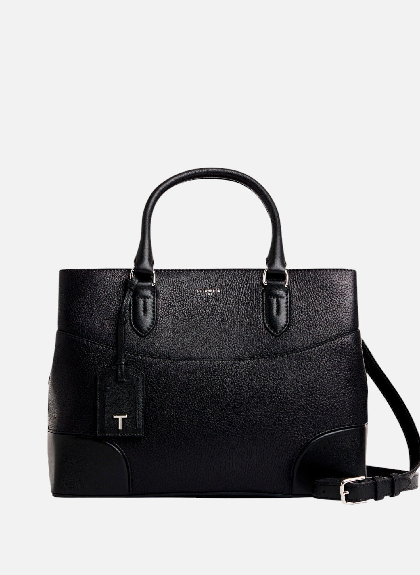 Grand sac à main romy en cuir grainé et lisse NoirLE TANNEUR