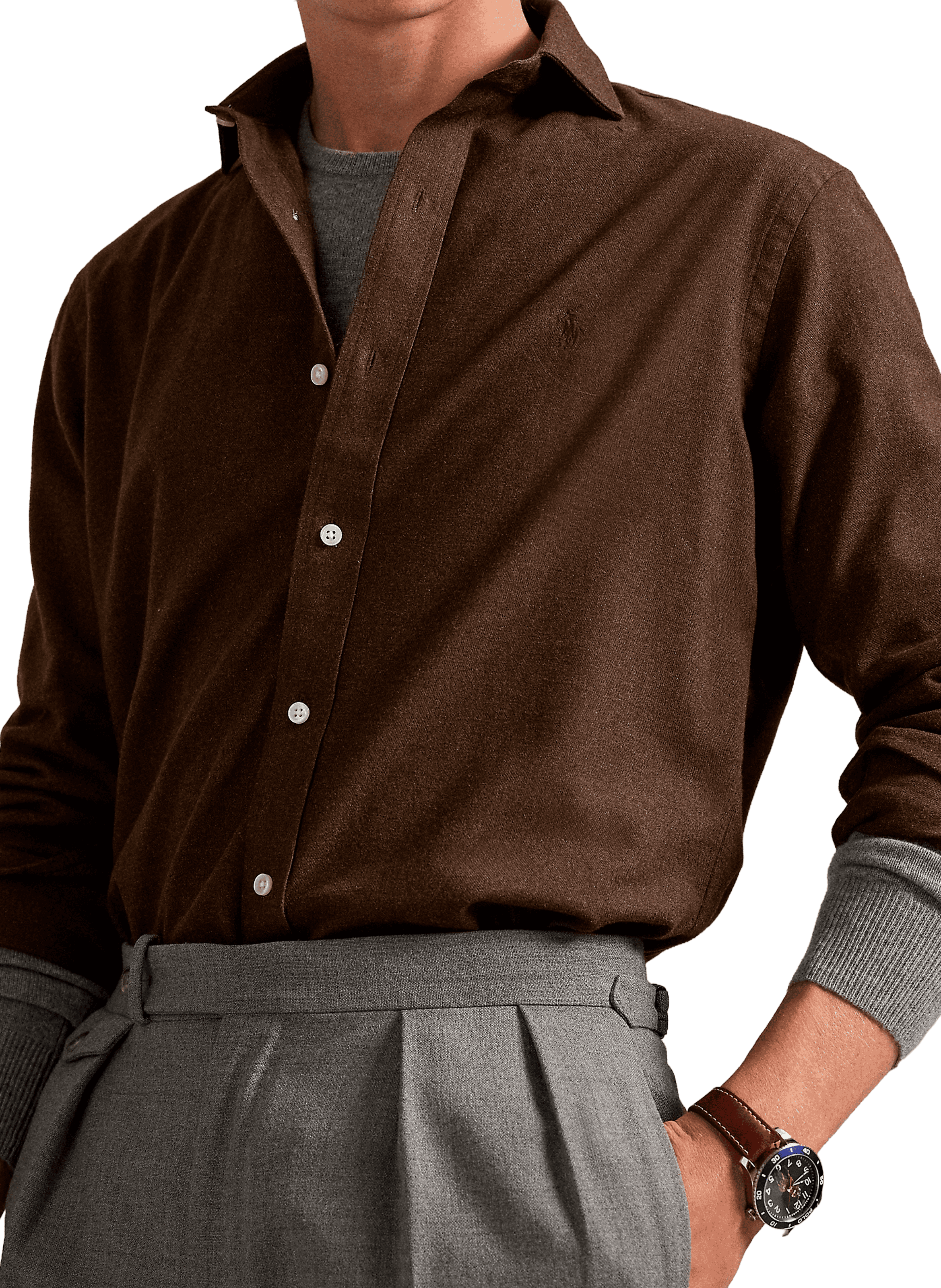 Shirt with classic collar in blended cotton POLO RALPH LAUREN Beige