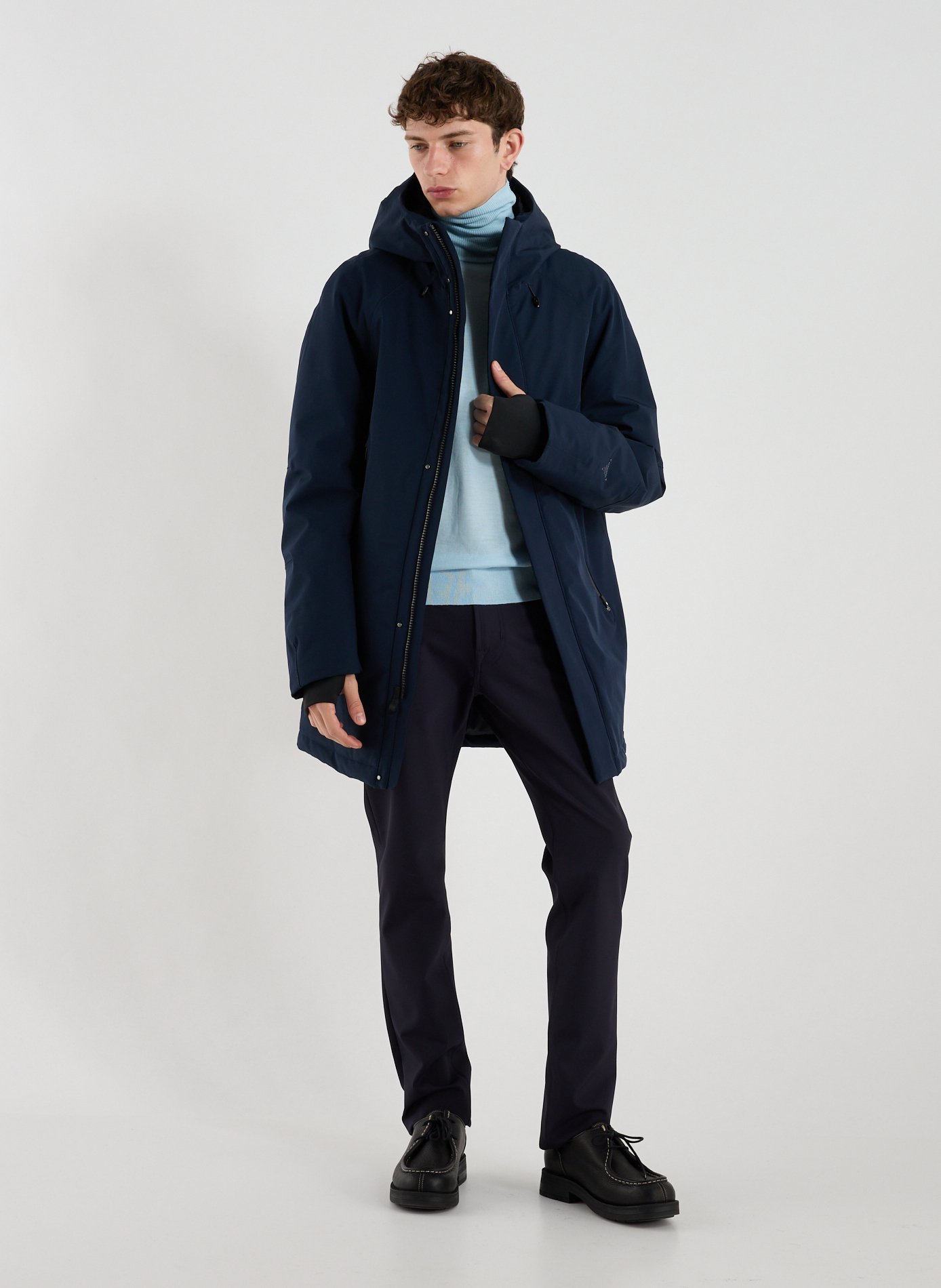 High-neck hooded parka KRAKATAU Blue