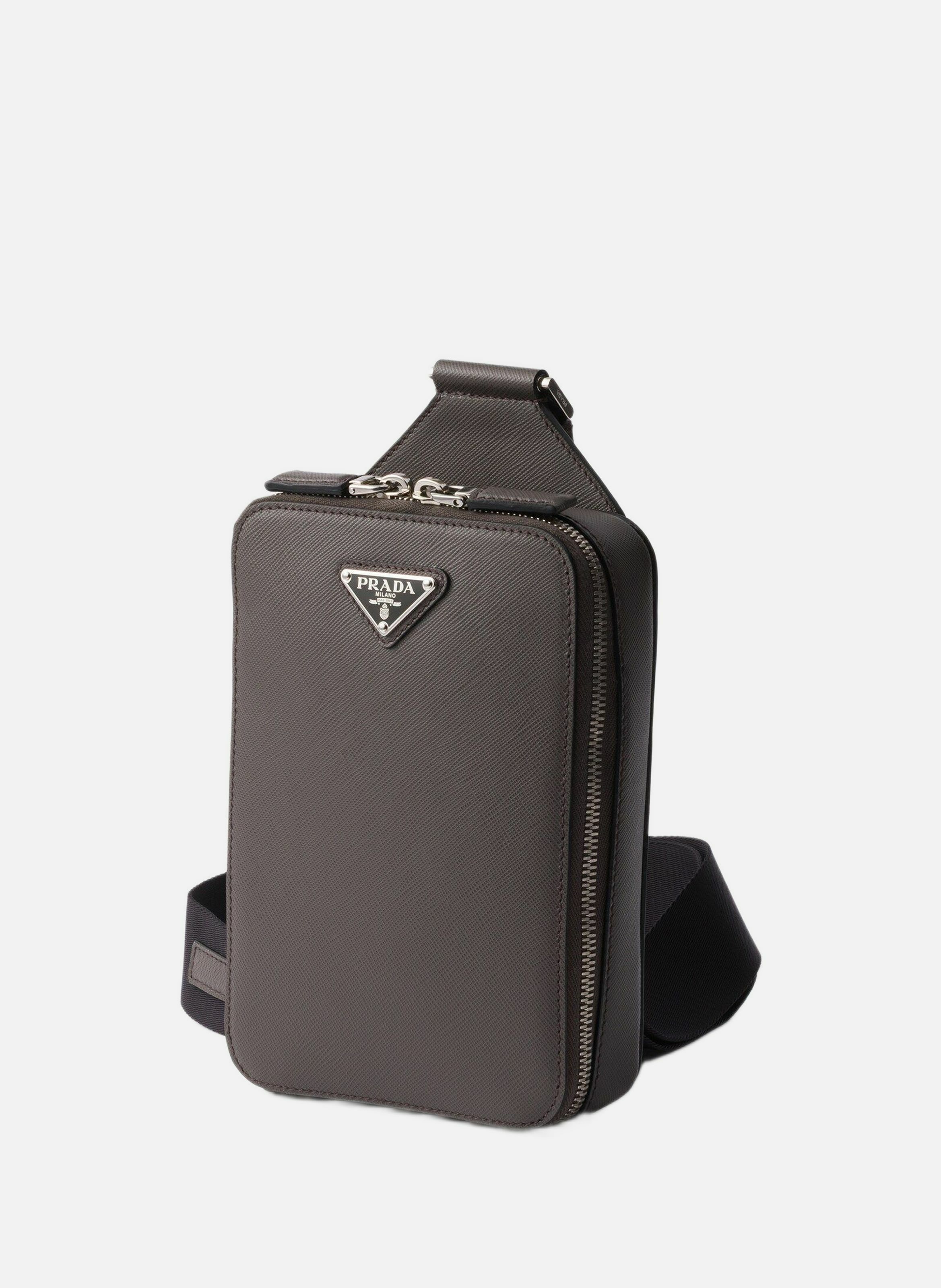 Sac prada brique en cuir saffiano PRADA Gris