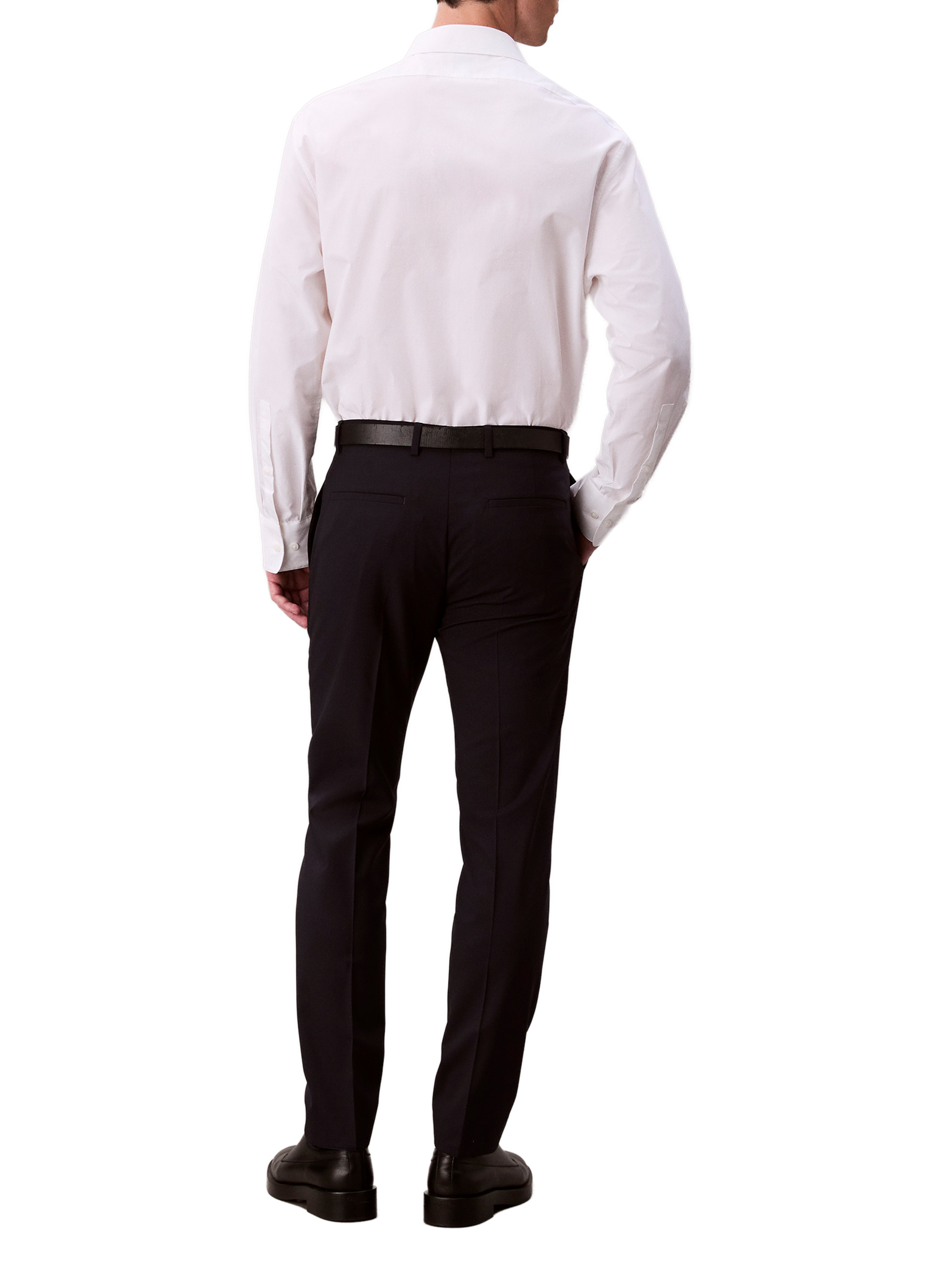 Pantalon droit en laine mélangée CALVIN KLEIN Bleu