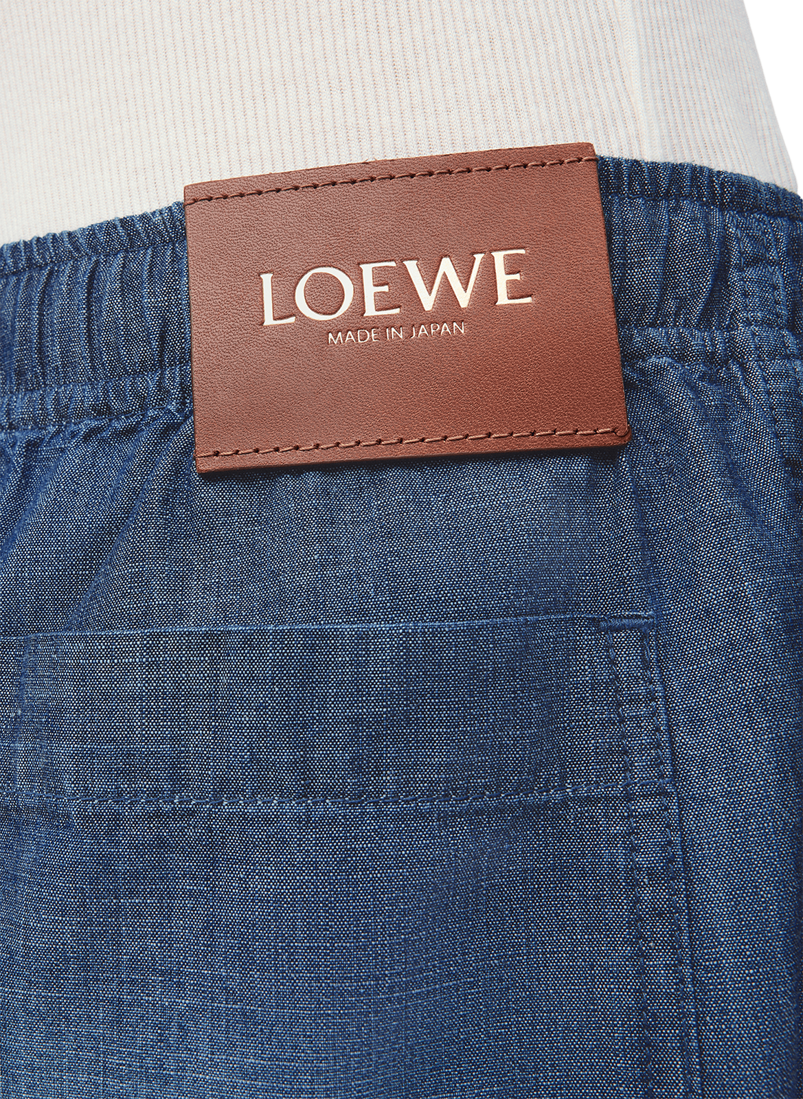 Cotton denim straight shorts LOEWE Blue