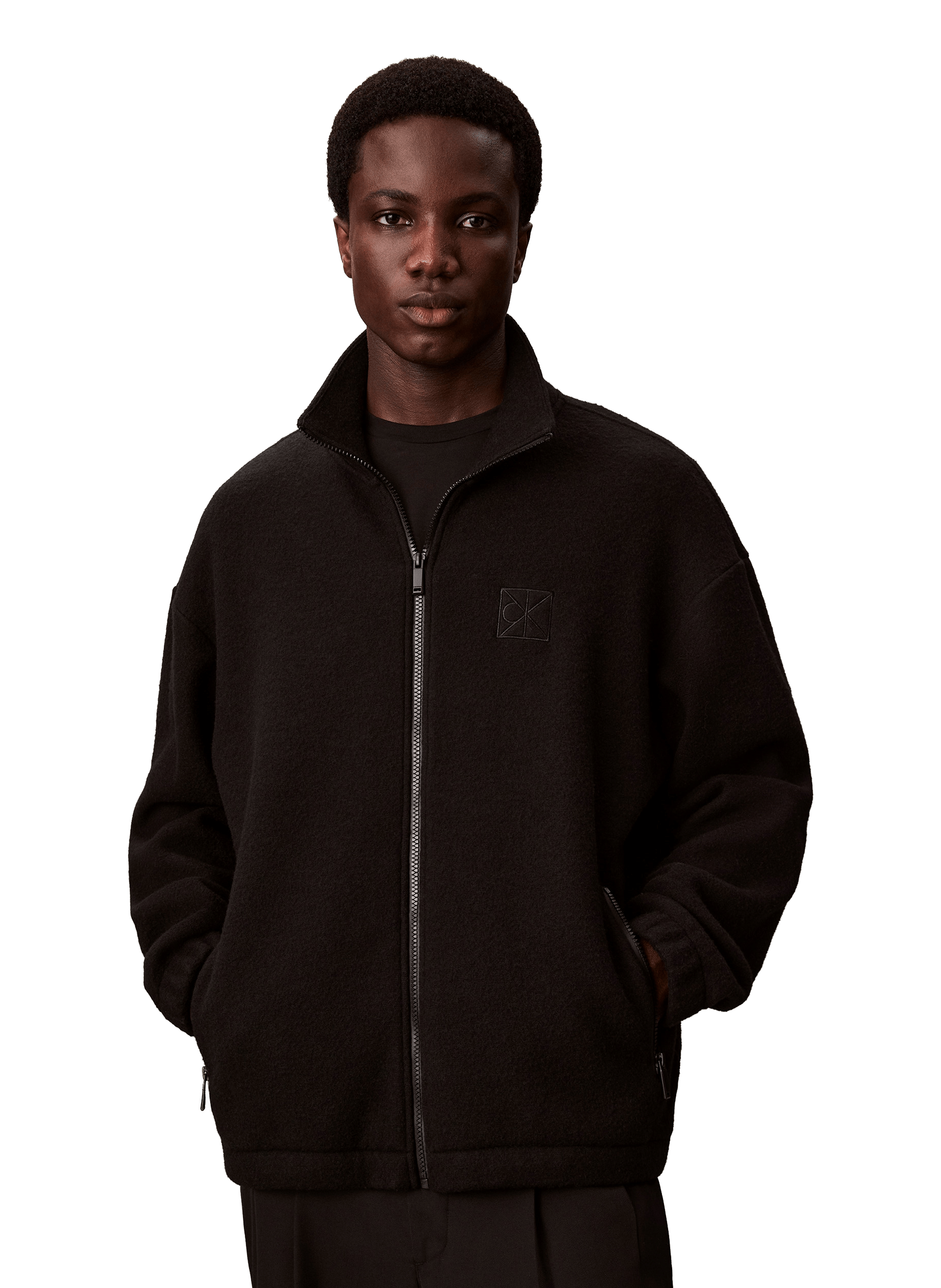 Oversized wool blend jacket CALVIN KLEIN Black