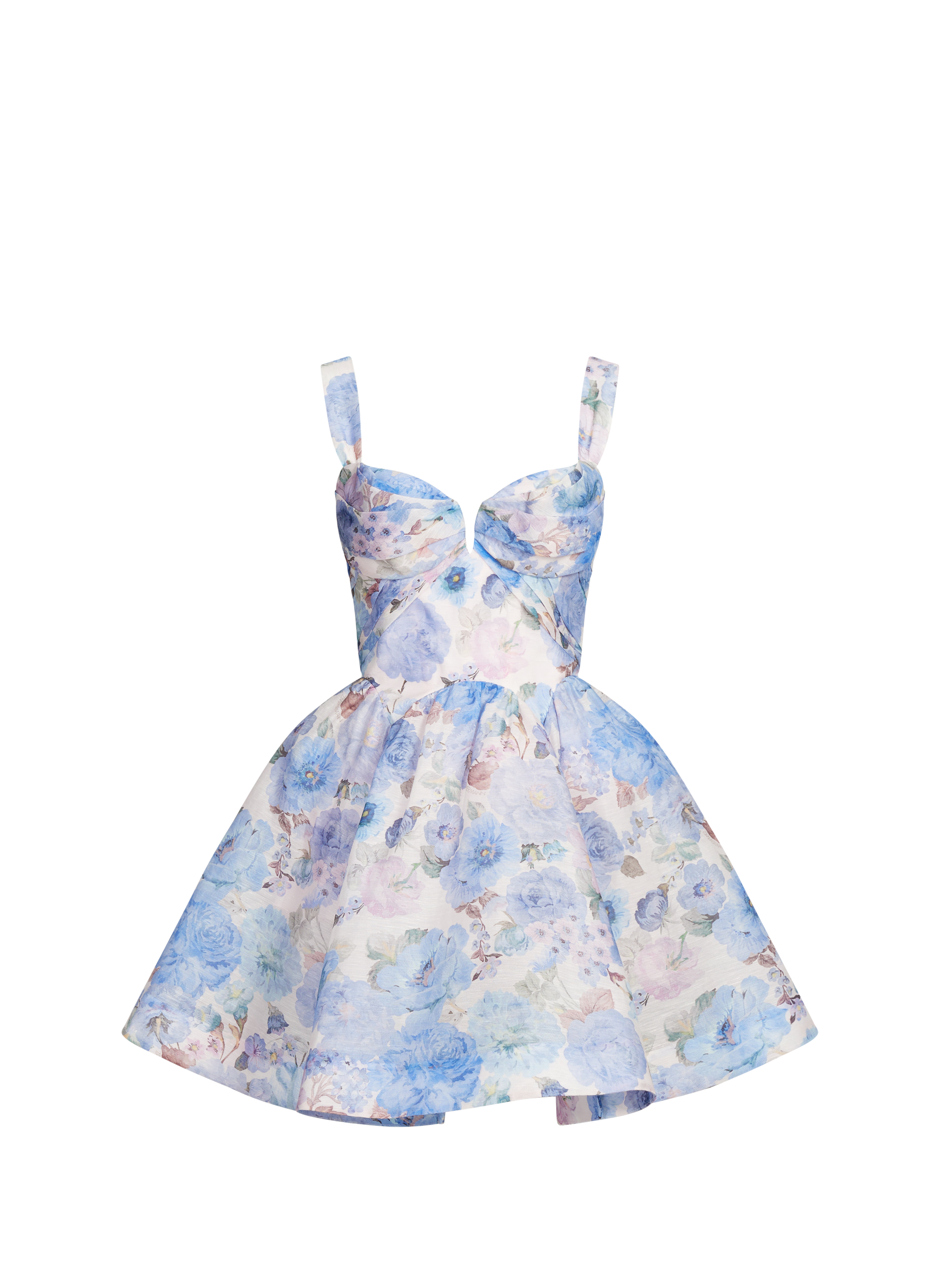 Robe cintrée fleurie en lin et soie ZIMMERMANN Multicolore