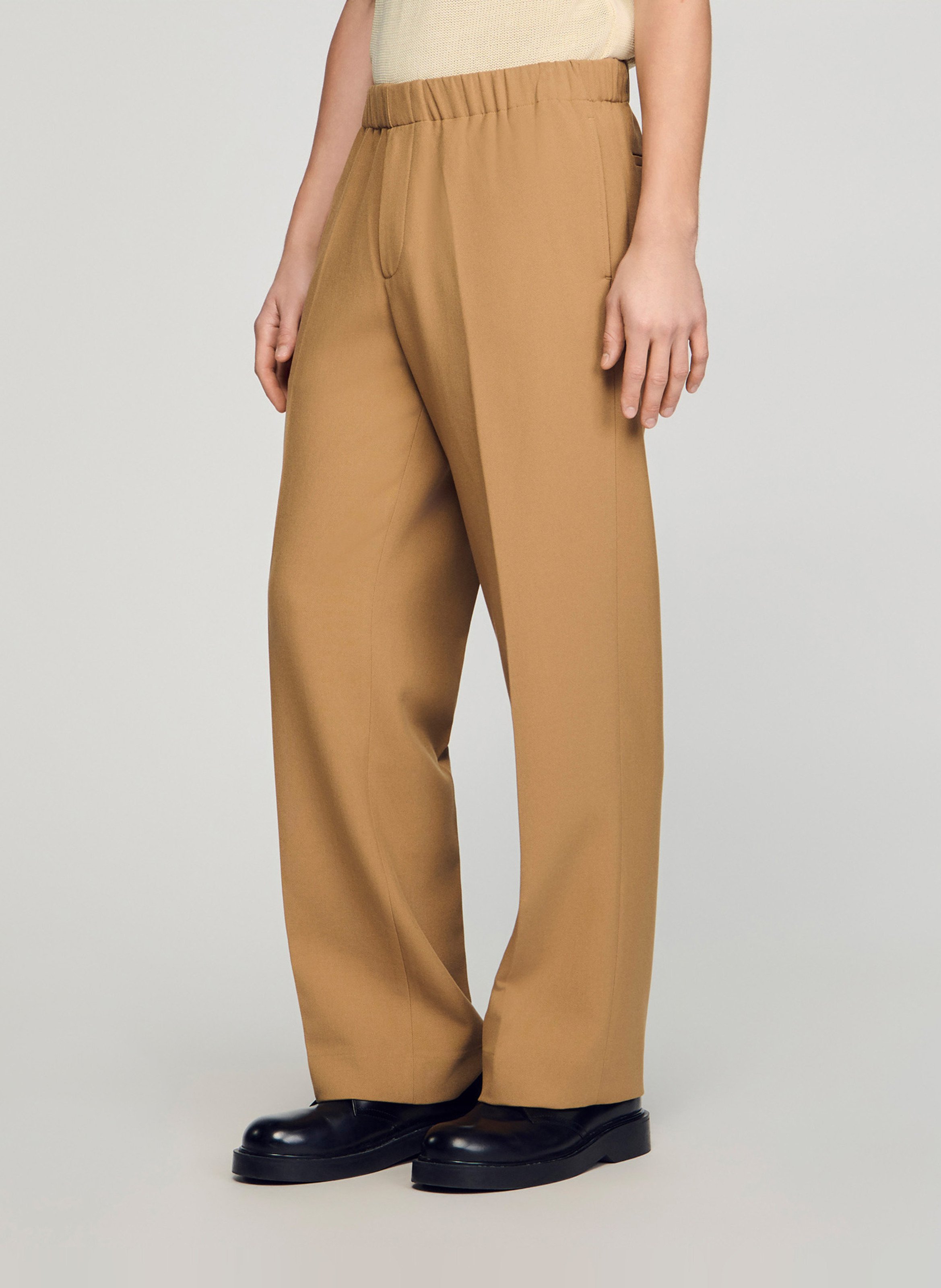 Pantalon large en jersey SANDRO Beige
