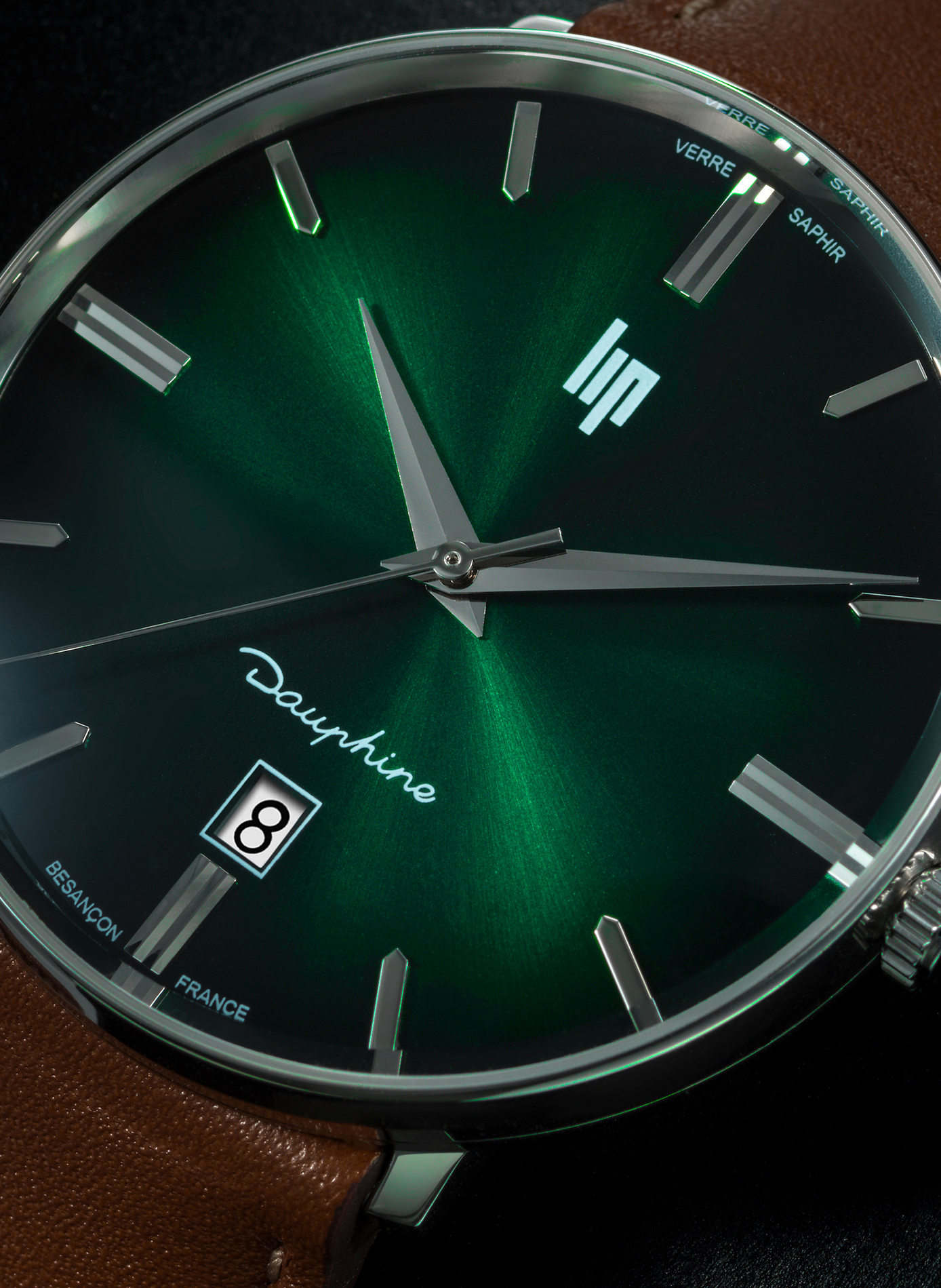 Montre à quartz en cuir LIP Vert