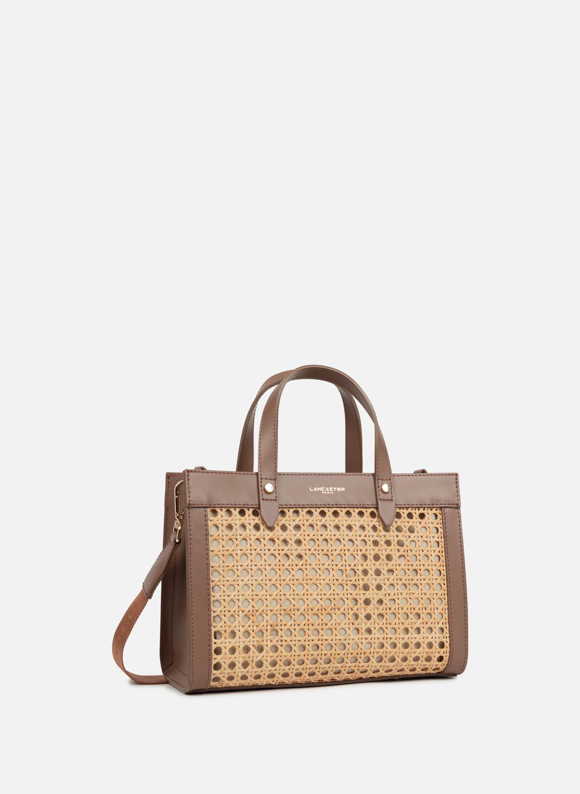 Petit sac cabas main - cannage rotin LANCASTER Marron