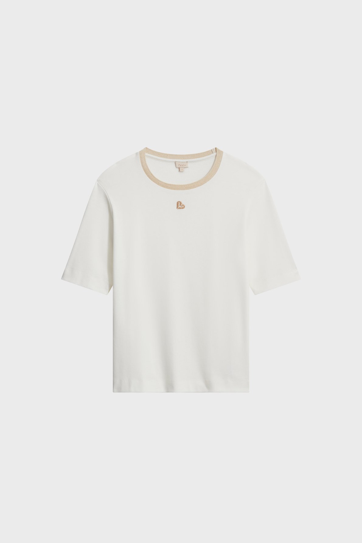 T-shirt en coton à col doré PABLO Blanc