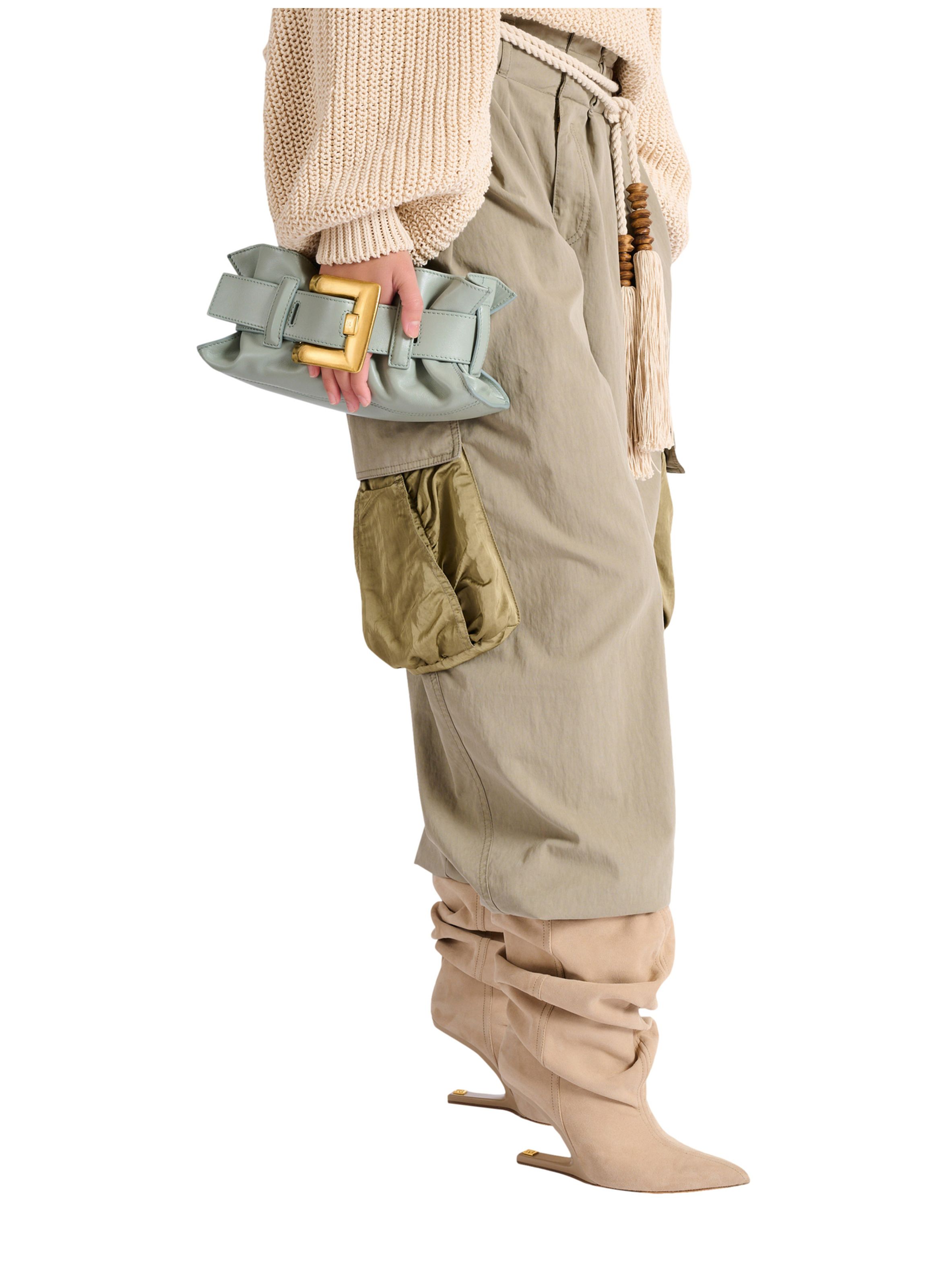 Sac anthem mini en cuir de veau BALMAIN Vert