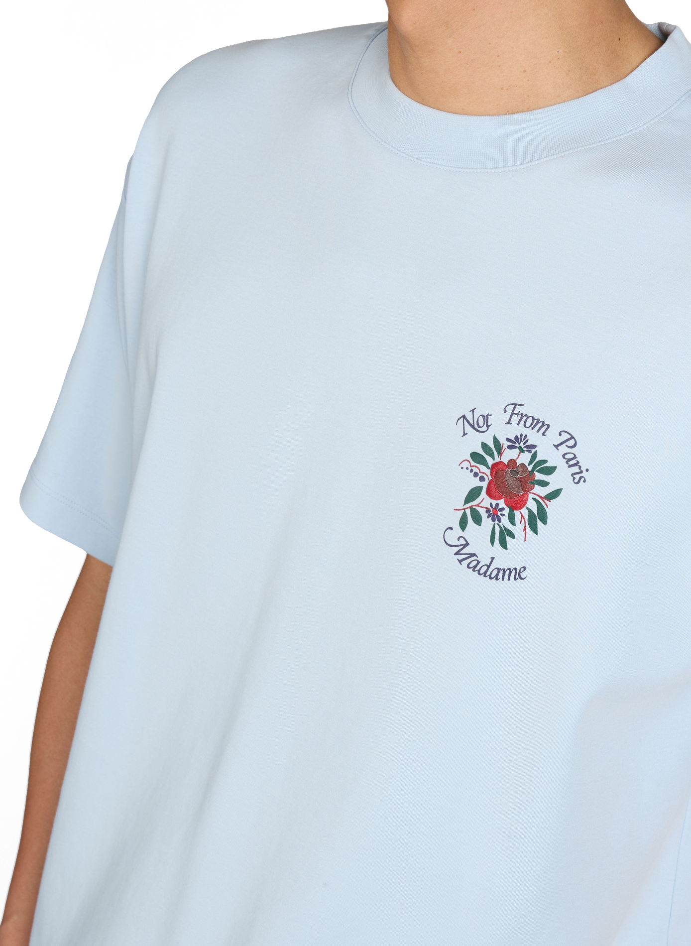 T-shirt sérigraphié à col rond en coton DROLE DE MONSIEUR Bleu