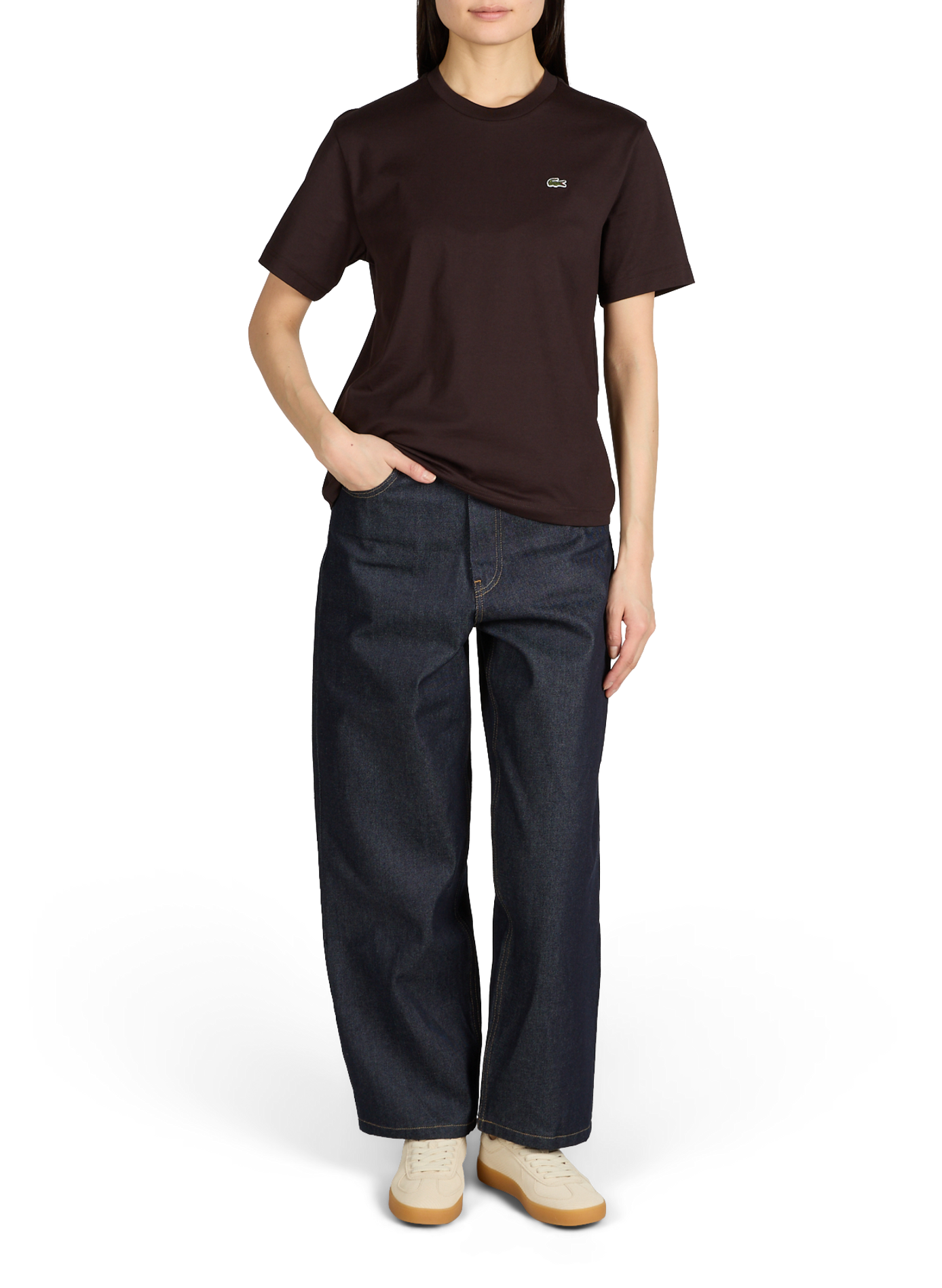 T-shirt en coton LACOSTE Marron