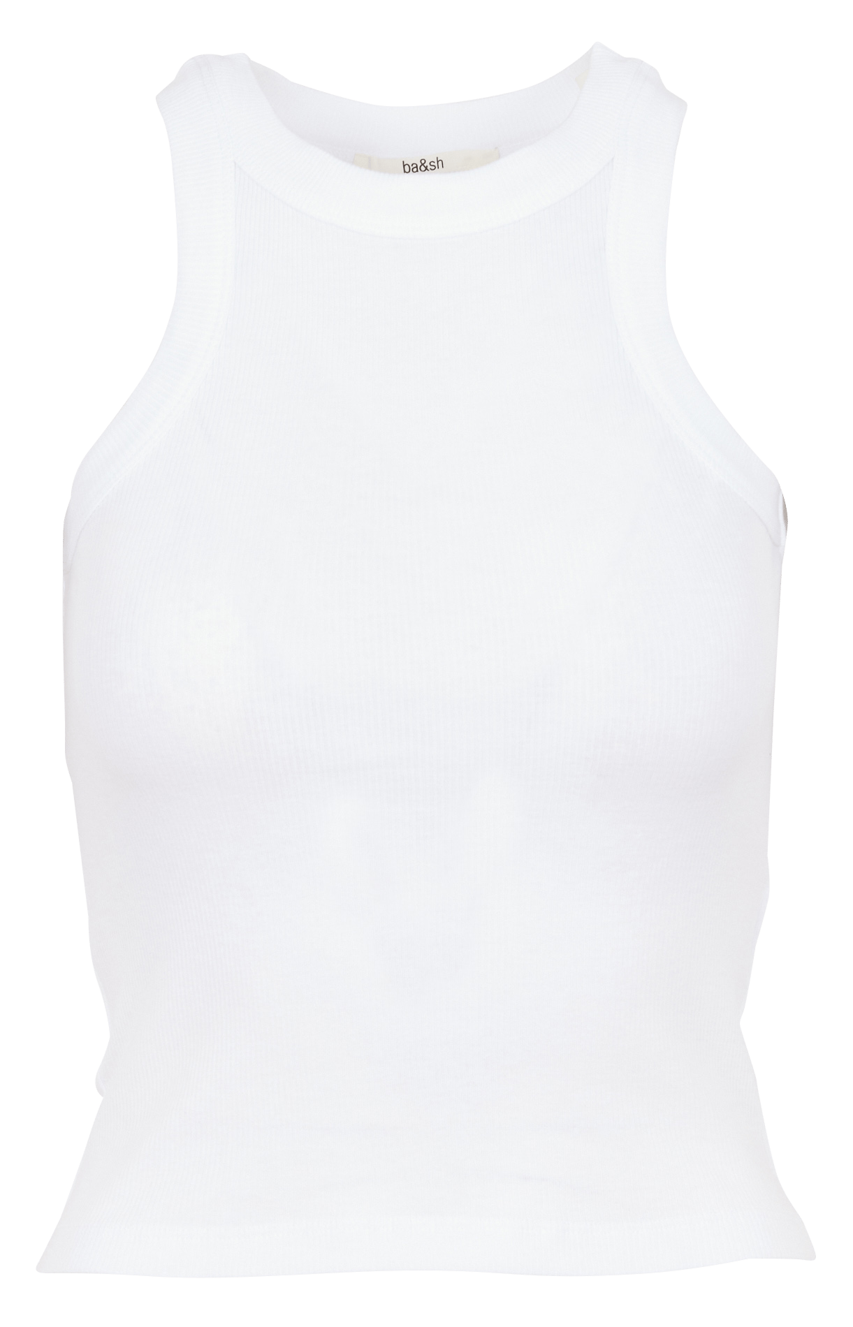 Débardeur col rond côtelé en coton cynda Blanc