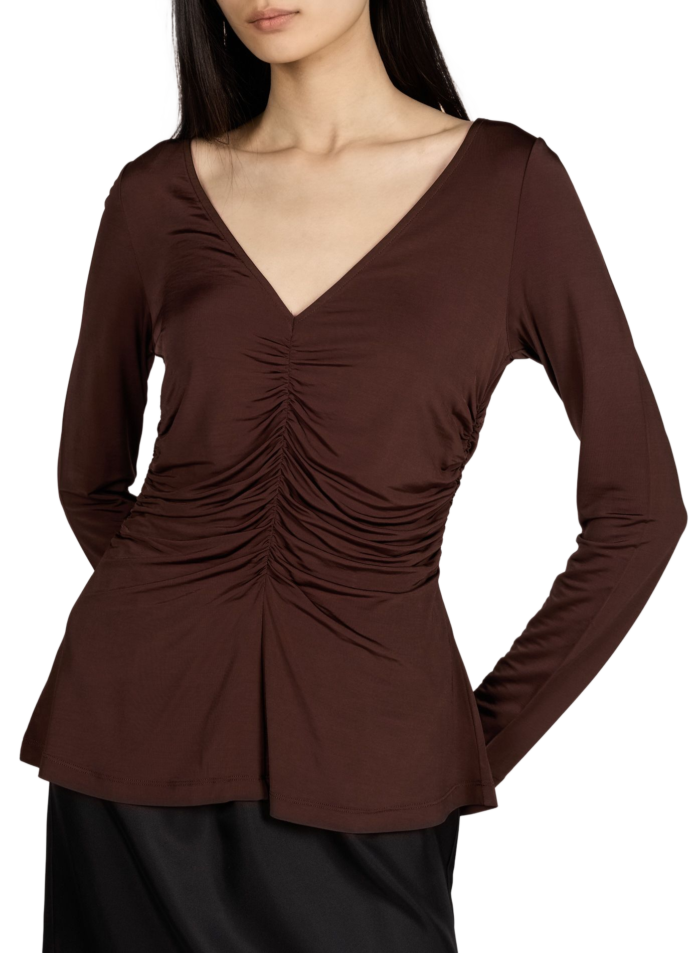 Top drapé à manches longues BAUM UND PFERDGARTEN Marron