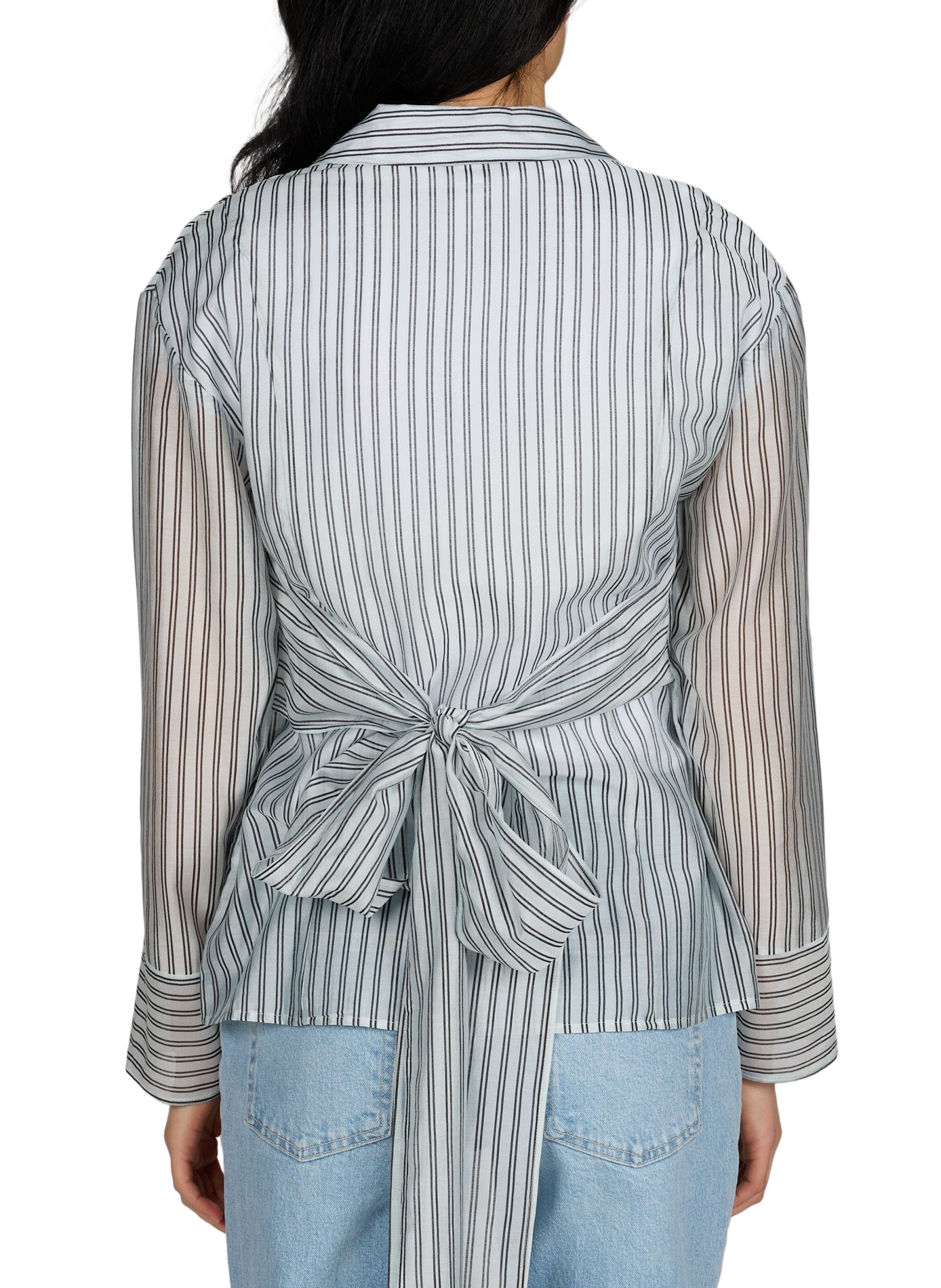 Straight Striped Shirt with Tie TOPSHOP Blue
