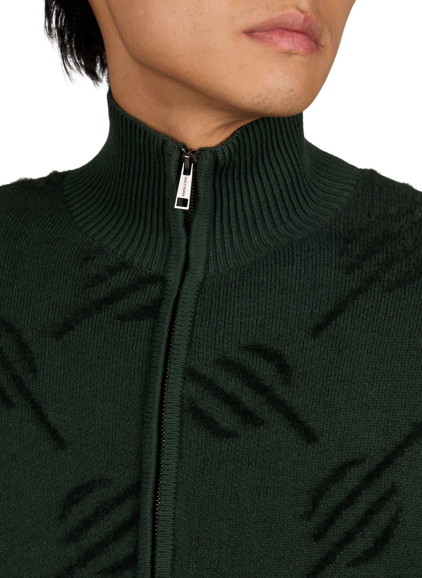 Straight zip-up cotton sweater DAILY PAPER Green
