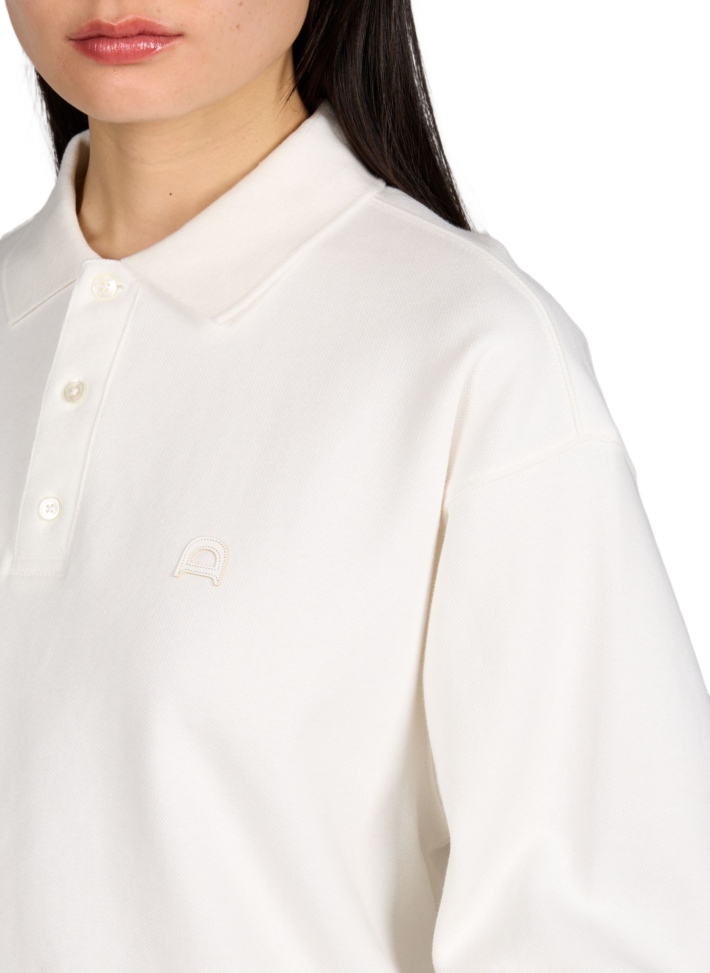 Polo ample uni manches longues DUNST Blanc