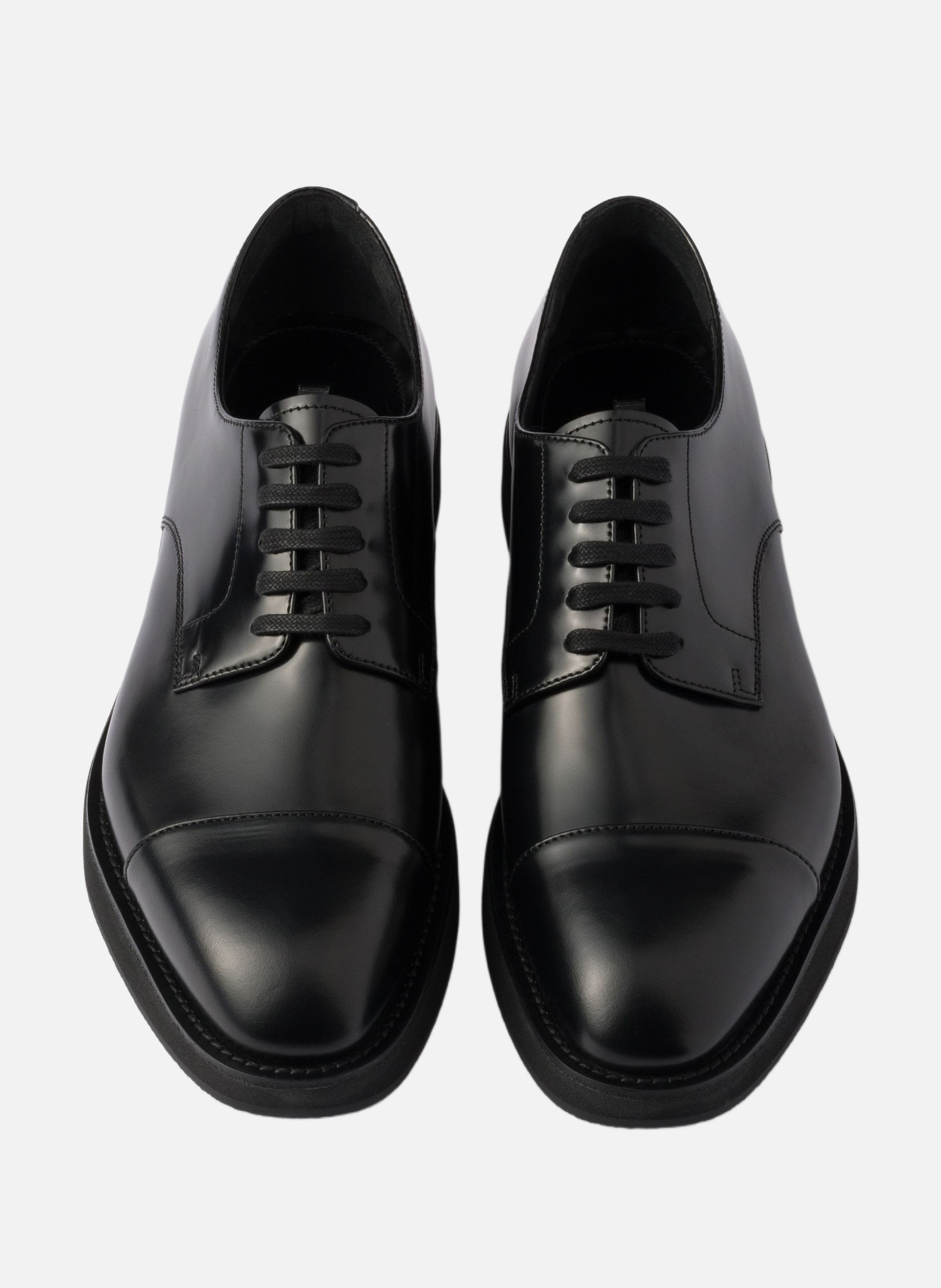 Chaussures à lacets en cuir brossé PRADA Noir