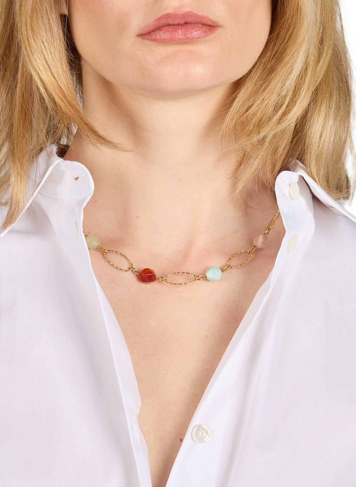 Collier avec pierres de gemmes AU PRINTEMPS PARIS Multicolore