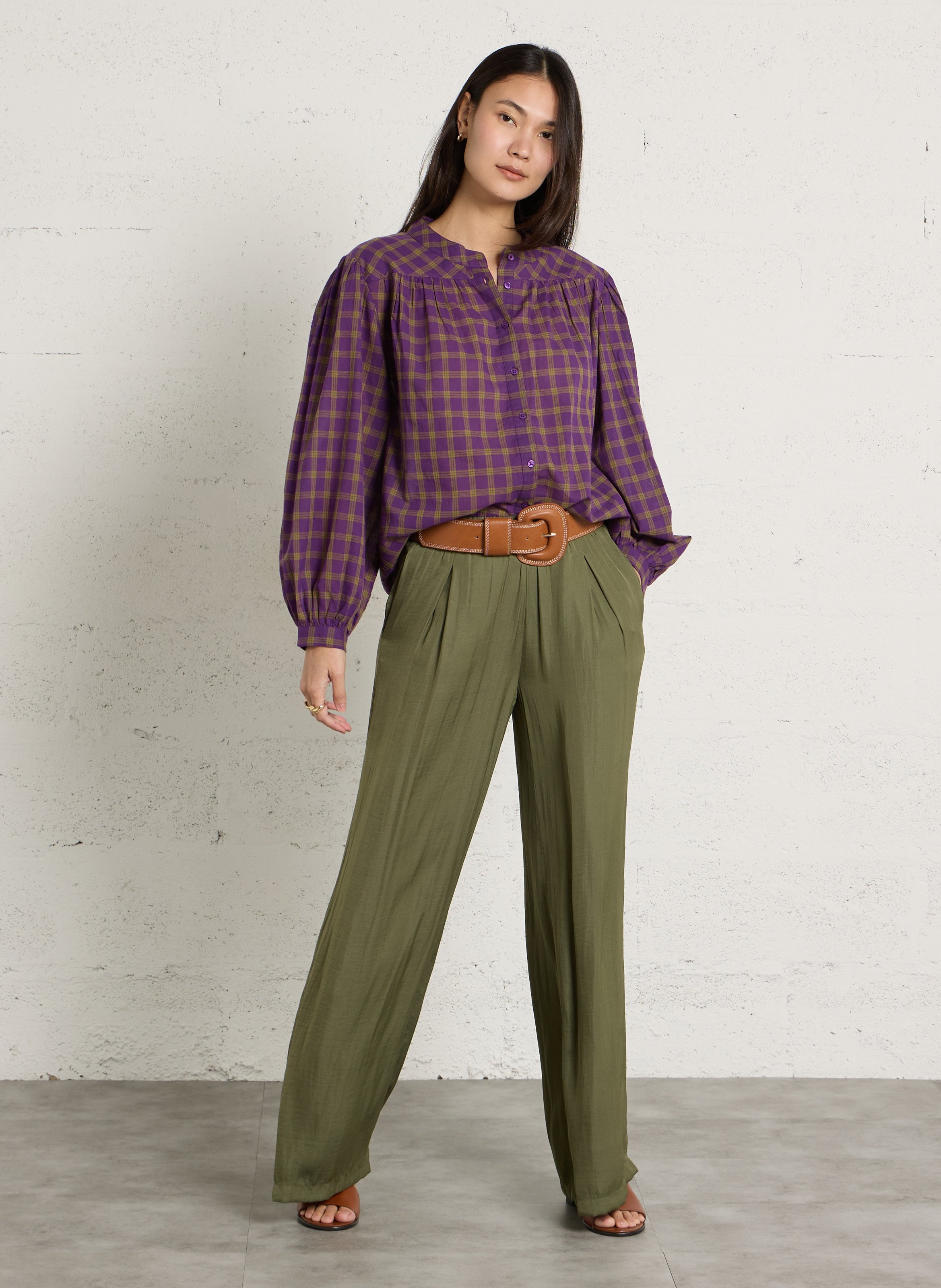 Chemise col rond en coton donatella MAISON 123 Violet