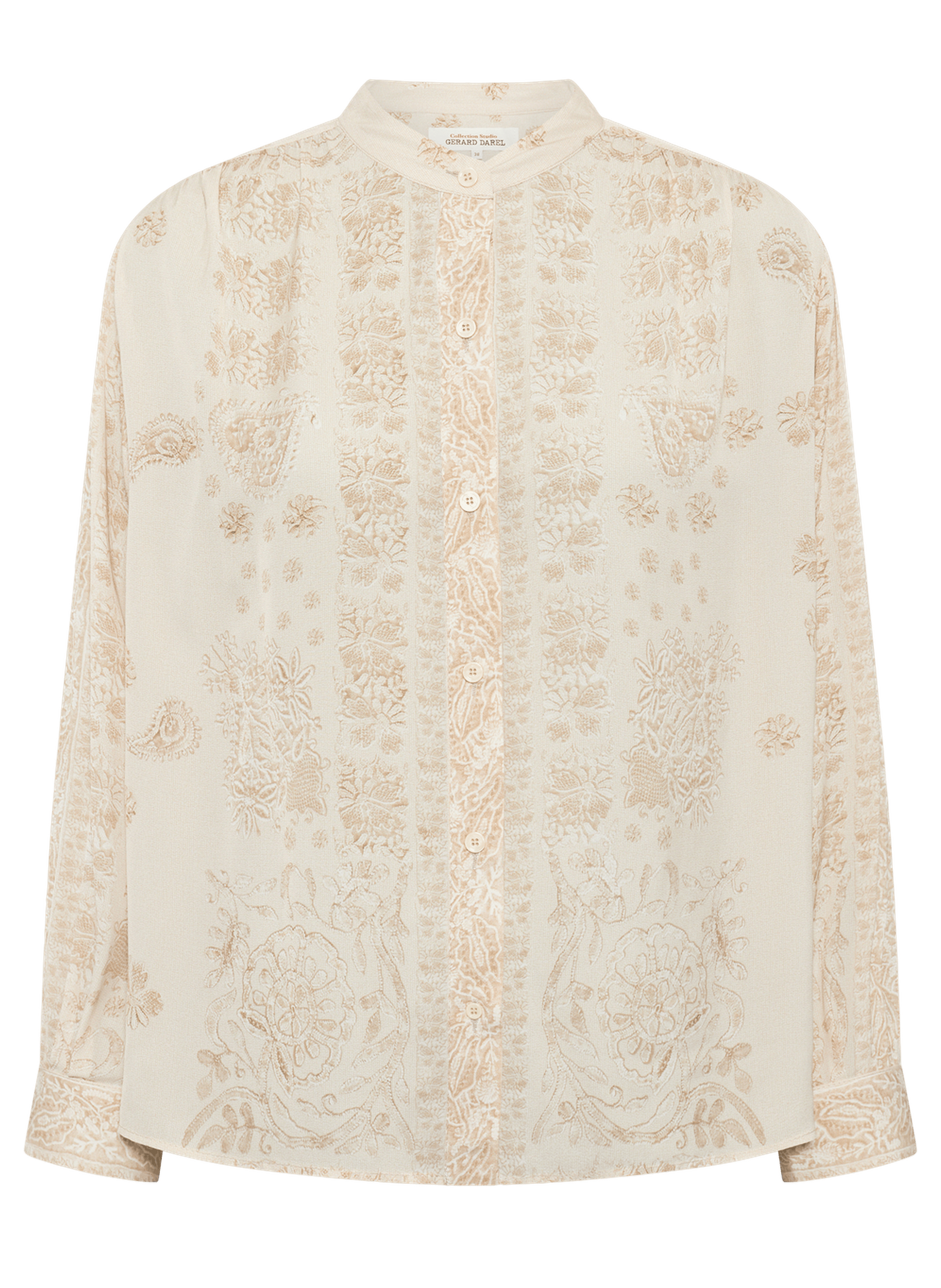 Chemise à broderies et col rond - caelia Beige