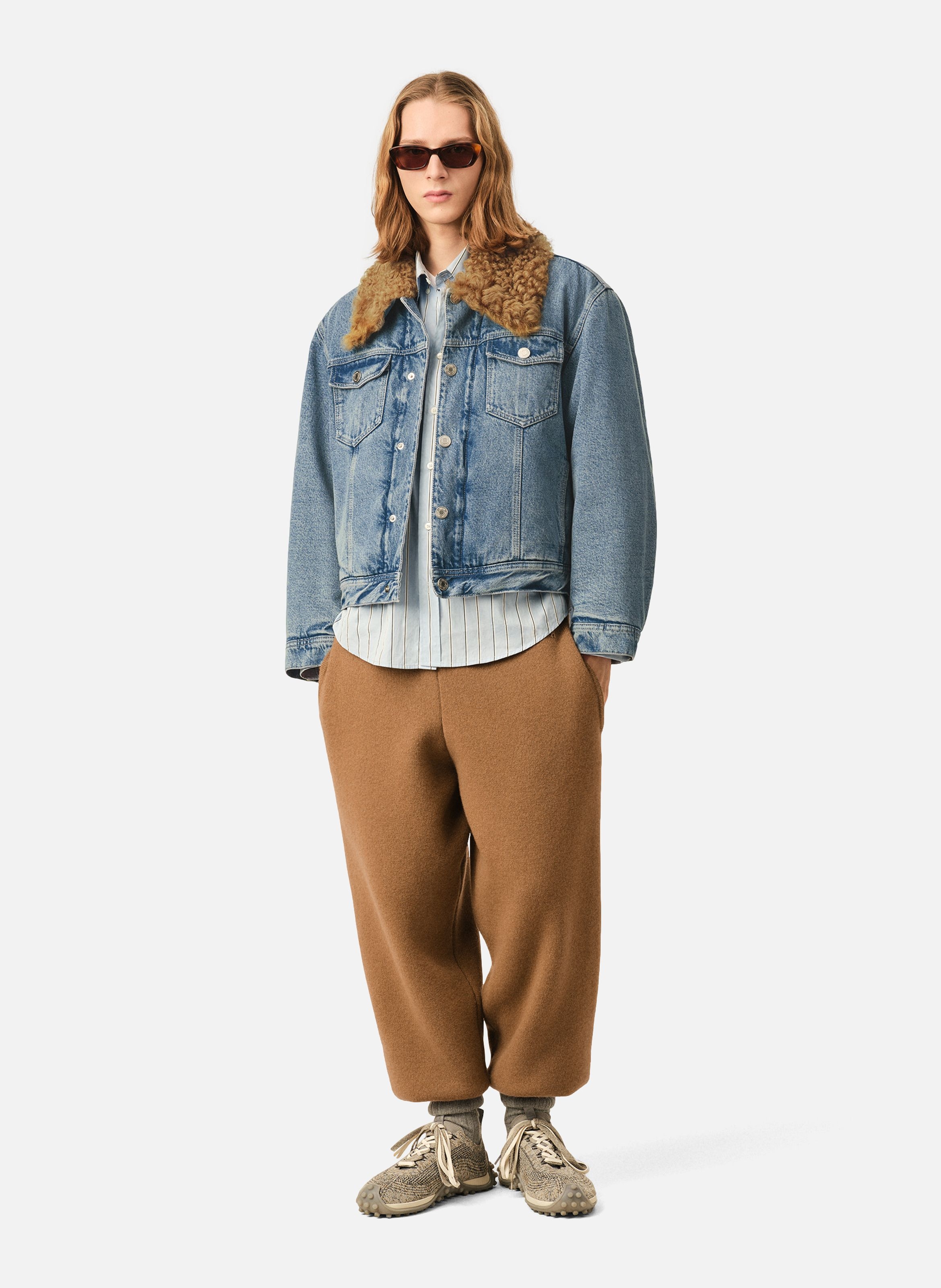 Veste trucker rembourrée unisexe en coton AMI PARIS Bleu