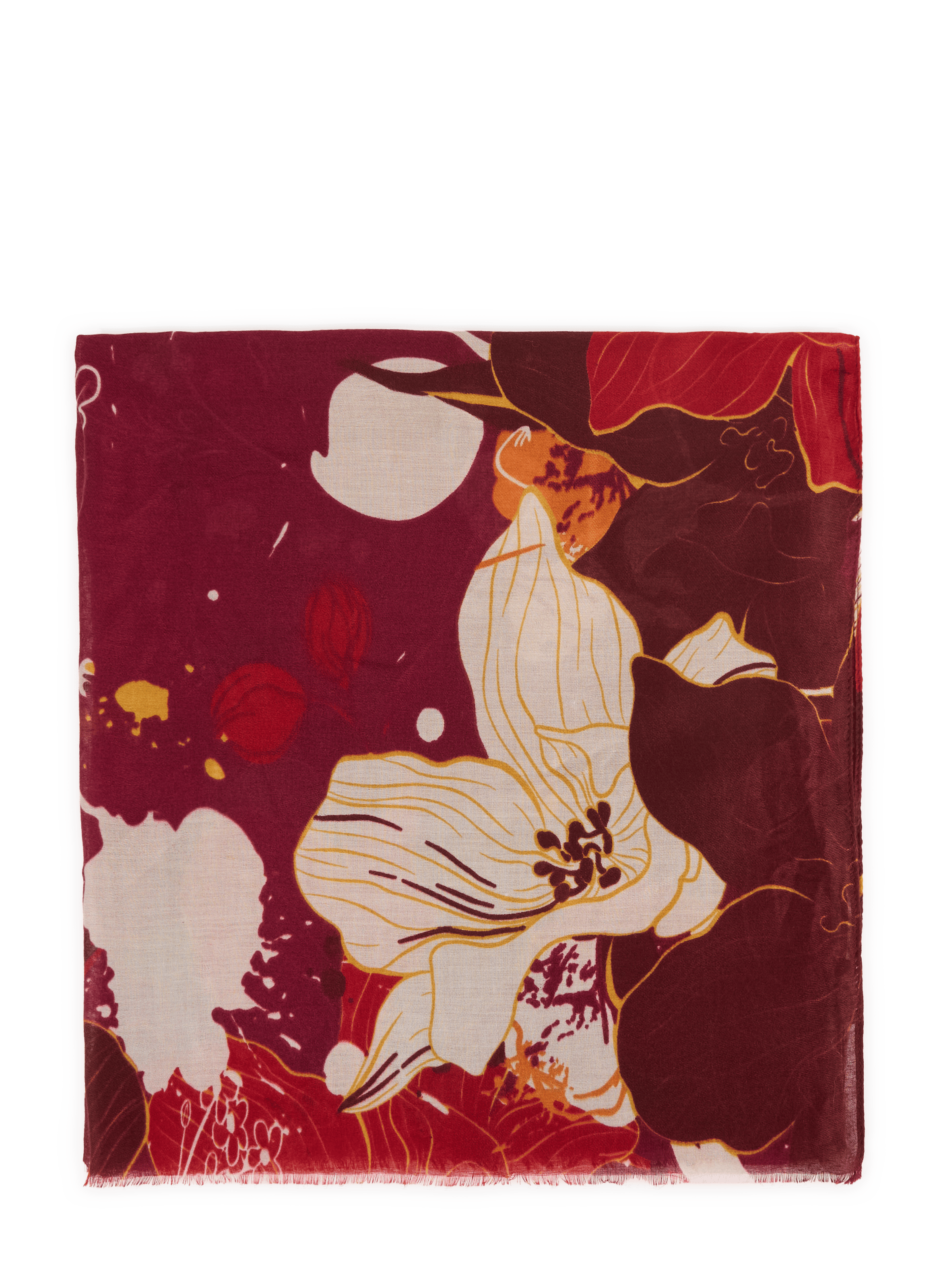 Floral Patterned Scarf AU PRINTEMPS PARIS Red