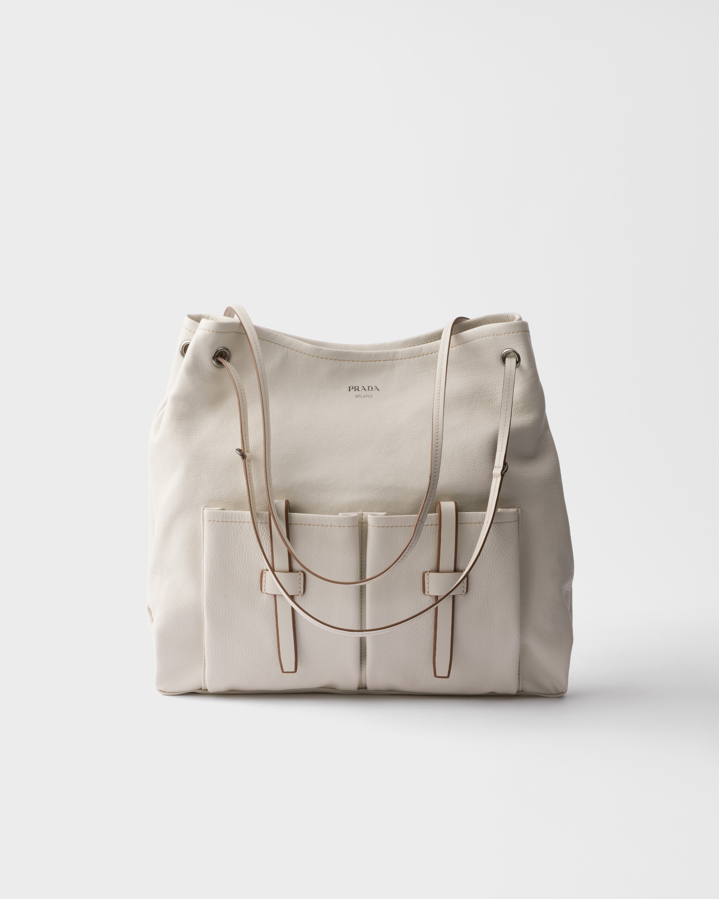 Grand sac prada route en cuir PRADA Beige